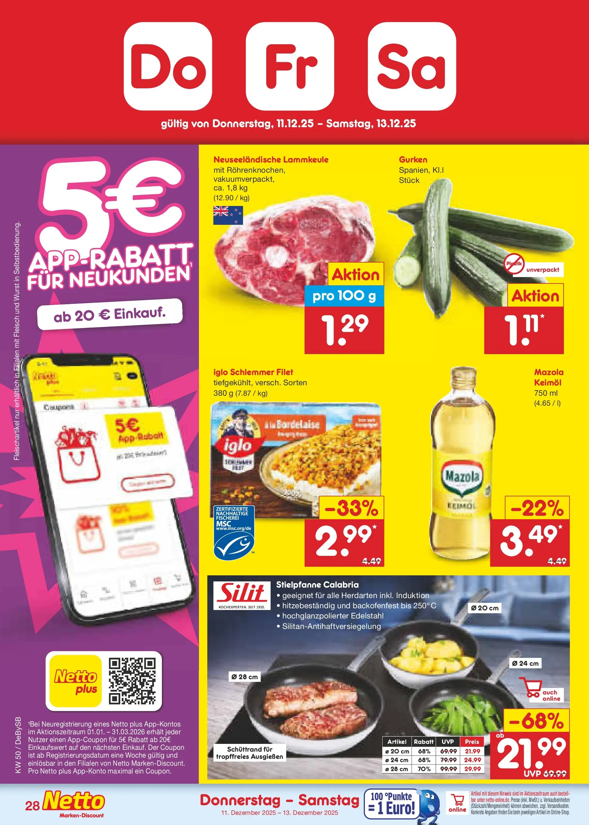 Netto Marken-Discount prospekt Thierhaupten	 (ab 08.12.2025) » Angebote | Seite: 36 | Produkte: Lammkeule, Iglo, Fleisch, Gurken