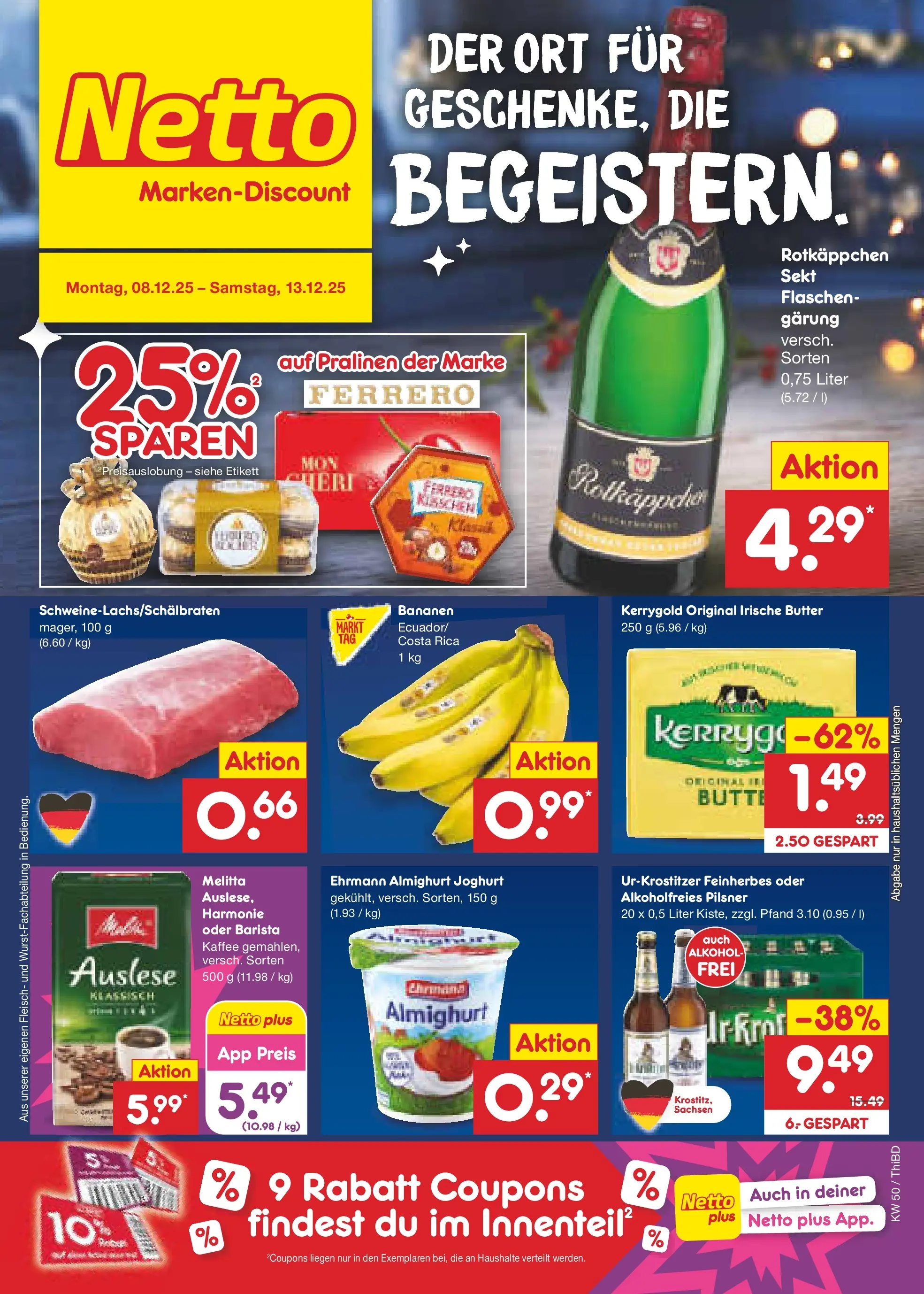 Netto Marken-Discount prospekt Thiendorf	 (ab 08.12.2025) » Angebote | Seite: 1 | Produkte: Melitta, Joghurt, Kaffee, Sekt