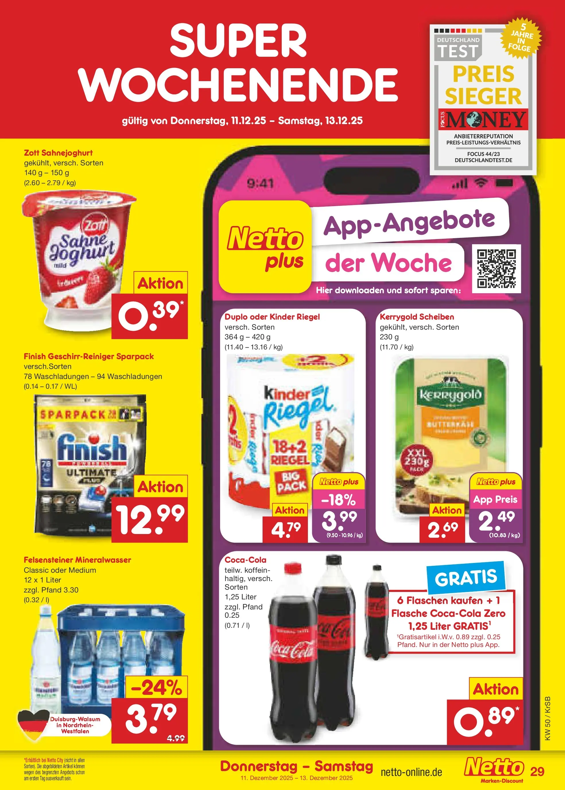Netto Marken-Discount prospekt Jüchen	 (ab 08.12.2025) » Angebote | Seite: 37 | Produkte: Coca cola, Cola, Kinder riegel, Mineralwasser