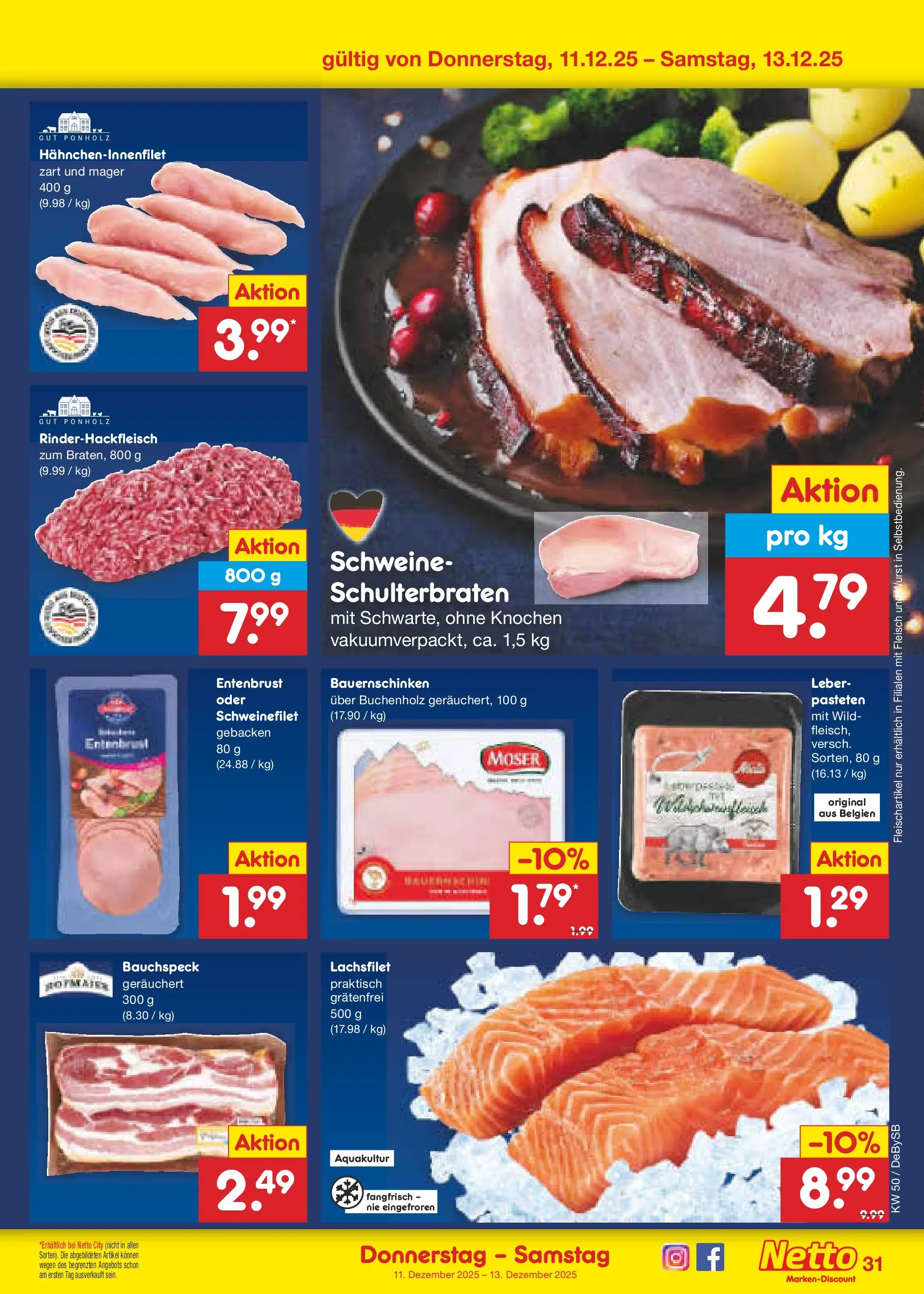 Netto Marken-Discount prospekt Thierhaupten	 (ab 08.12.2025) » Angebote | Seite: 39 | Produkte: Schweinefilet, Wurst, Fleisch