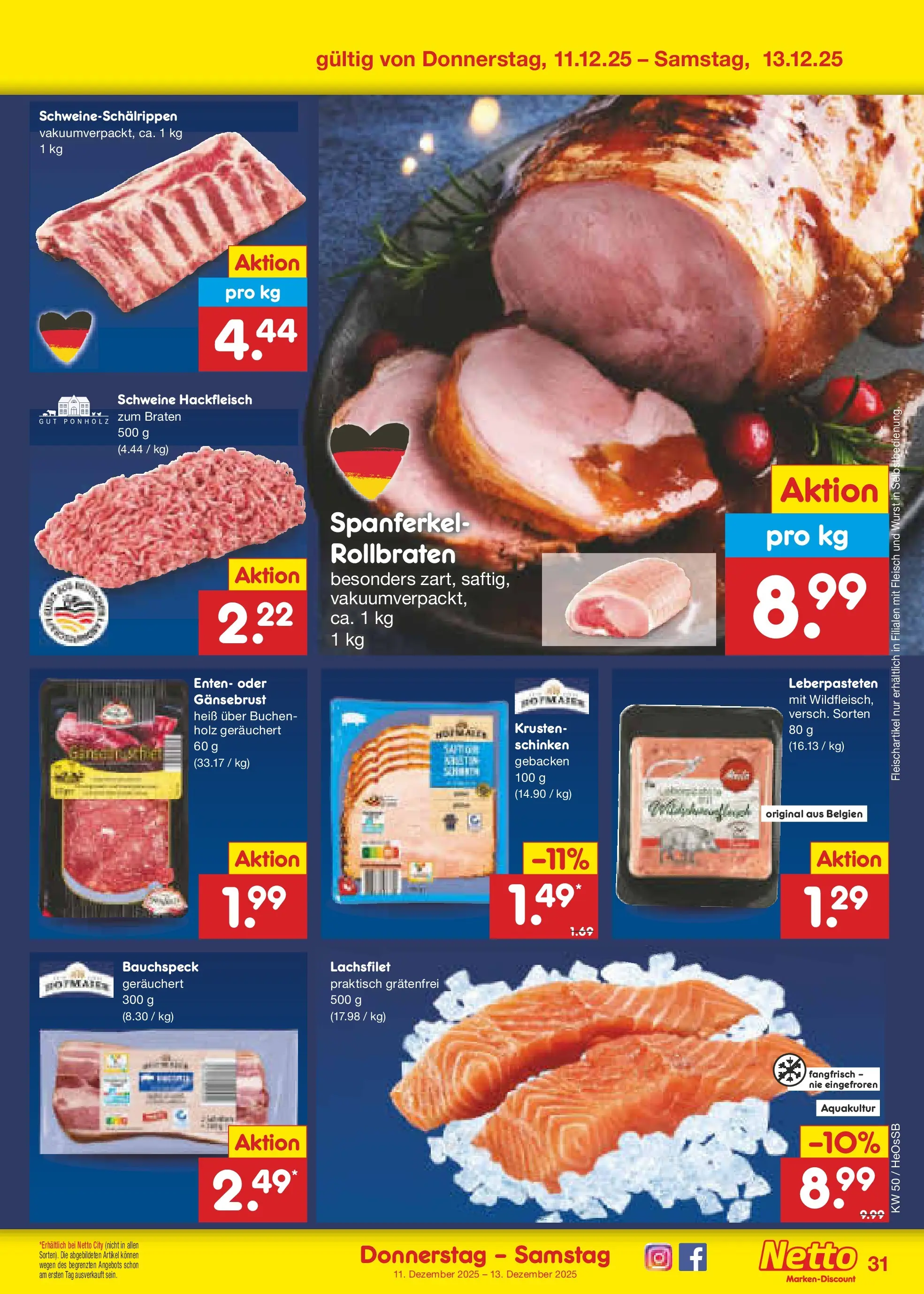 Netto Marken-Discount prospekt Kröpelin	 (ab 07.12.2025) » Angebote | Seite: 35 | Produkte: Wurst, Schinken, Fleisch, Hackfleisch
