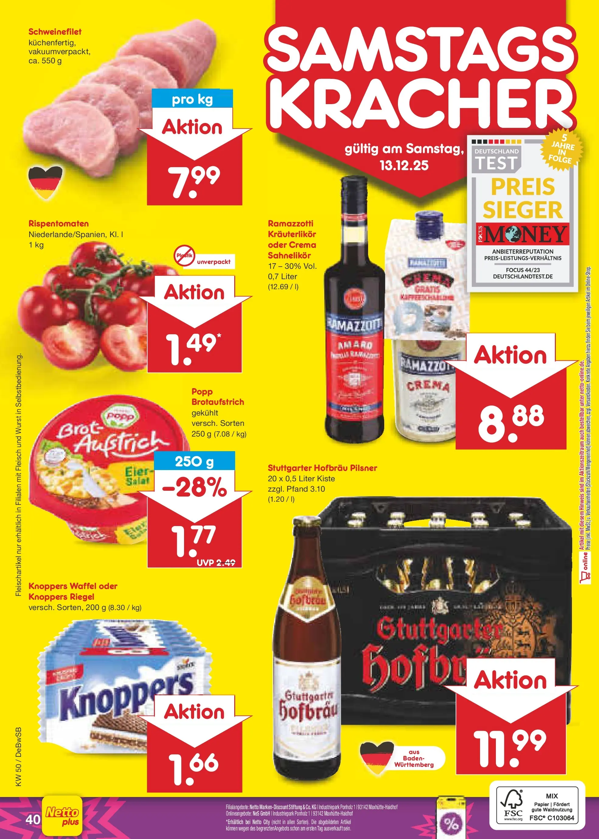 Netto Marken-Discount prospekt Waiblingen-Bittenfeld	 (ab 08.12.2025) » Angebote | Seite: 48 | Produkte: Eier, Knoppers, Fleisch, Ramazzotti