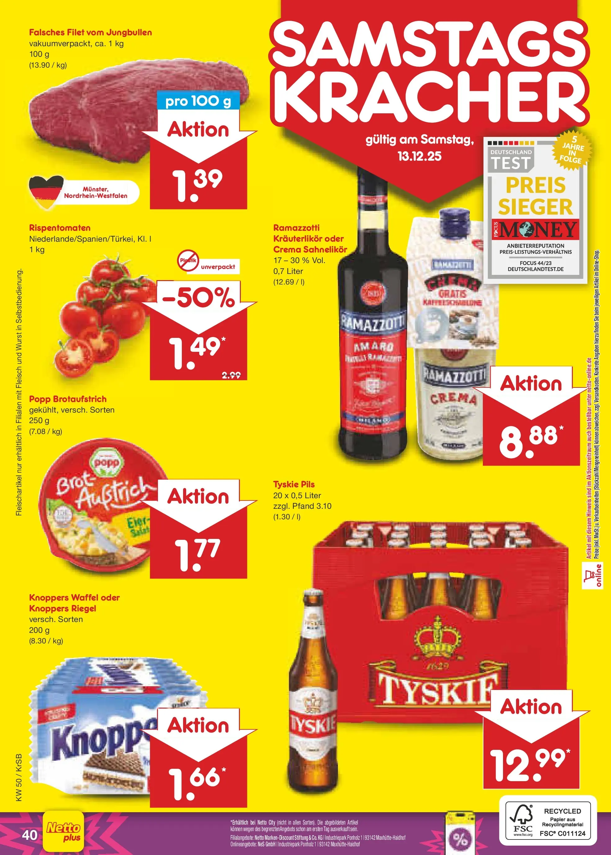 Netto Marken-Discount prospekt Jüchen	 (ab 08.12.2025) » Angebote | Seite: 48 | Produkte: Pils, Wurst, Knoppers, Ramazzotti