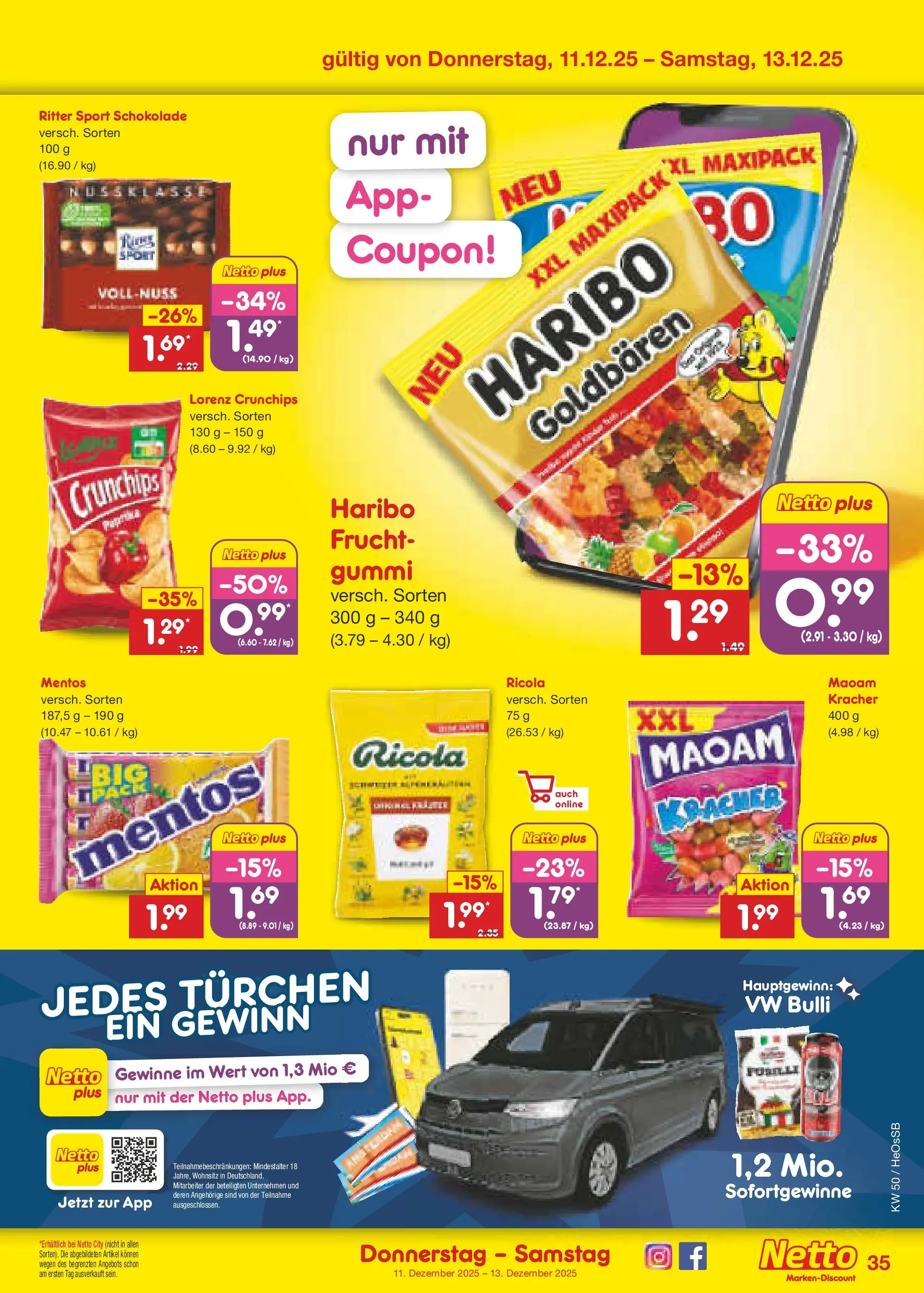 Netto Marken-Discount prospekt Kröpelin	 (ab 07.12.2025) » Angebote | Seite: 39 | Produkte: Haribo, Schokolade, Ritter sport, Lorenz crunchips