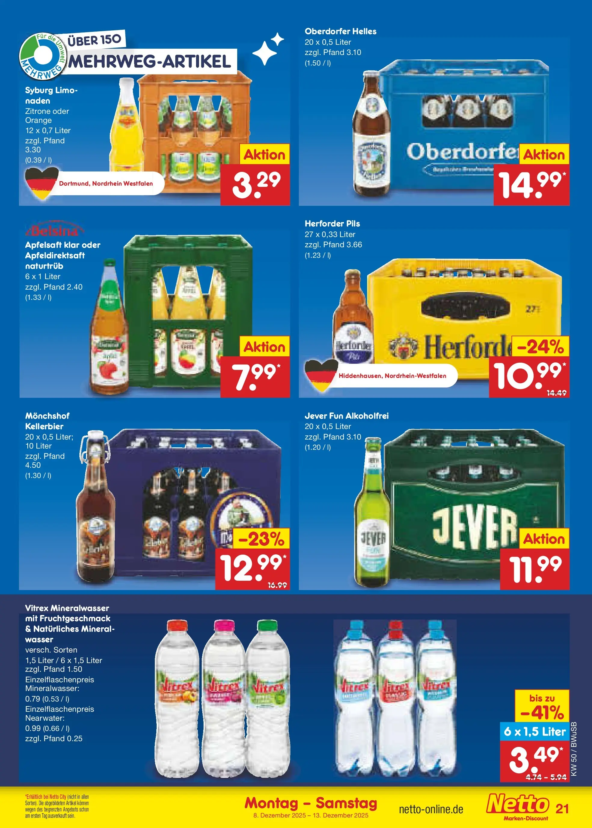 Netto Marken-Discount prospekt Stemwede-Dielingen	 (ab 07.12.2025) » Angebote | Seite: 27 | Produkte: Monchshof, Pils, Mineralwasser, Zitrone
