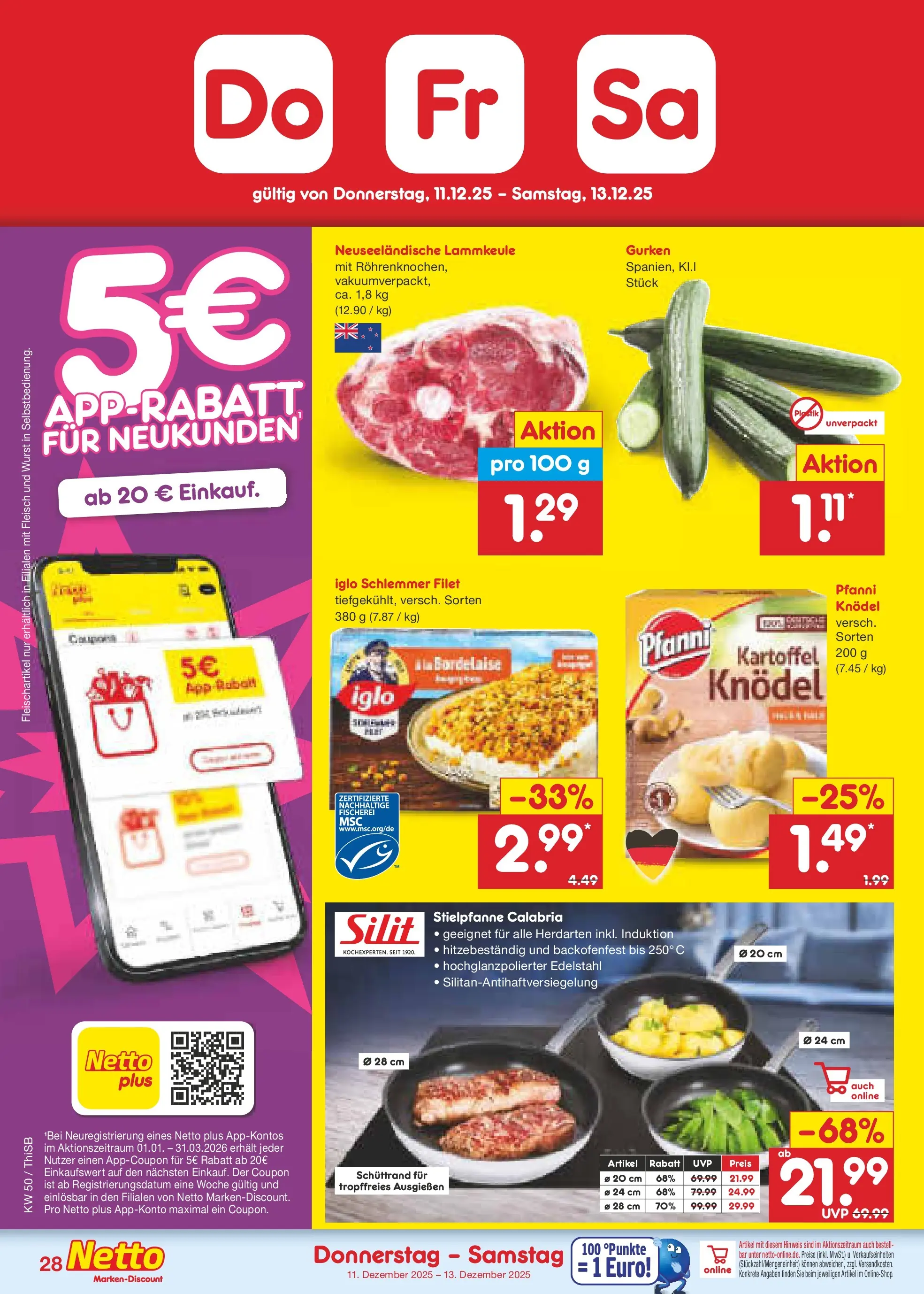 Netto Marken-Discount prospekt Pirna	 (ab 08.12.2025) » Angebote | Seite: 36 | Produkte: Lammkeule, Wurst, Fleisch, Gurken