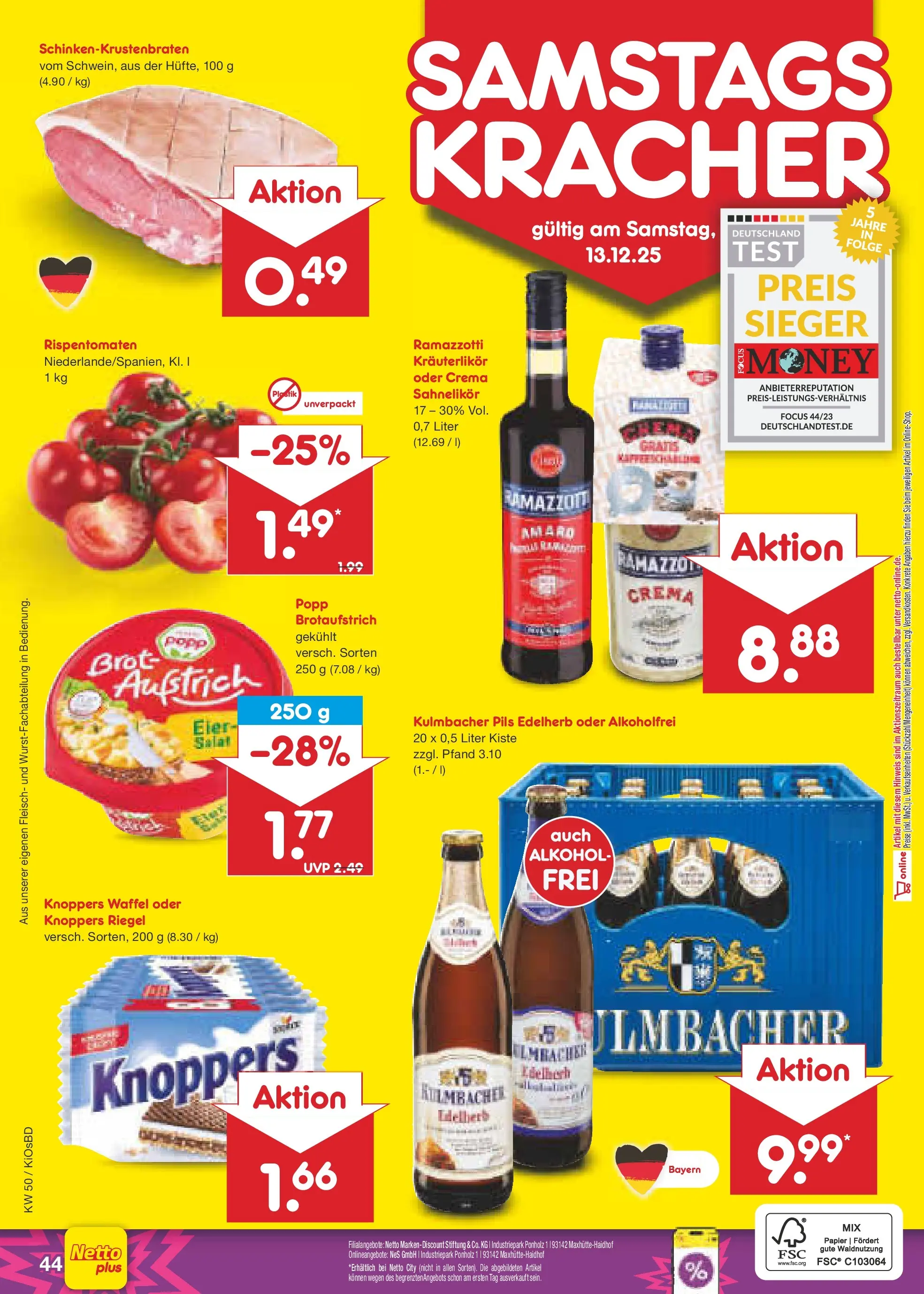 Netto Marken-Discount prospekt Mistelbach	 (ab 08.12.2025) » Angebote | Seite: 48 | Produkte: Knoppers, Brot, Ramazzotti, Salat