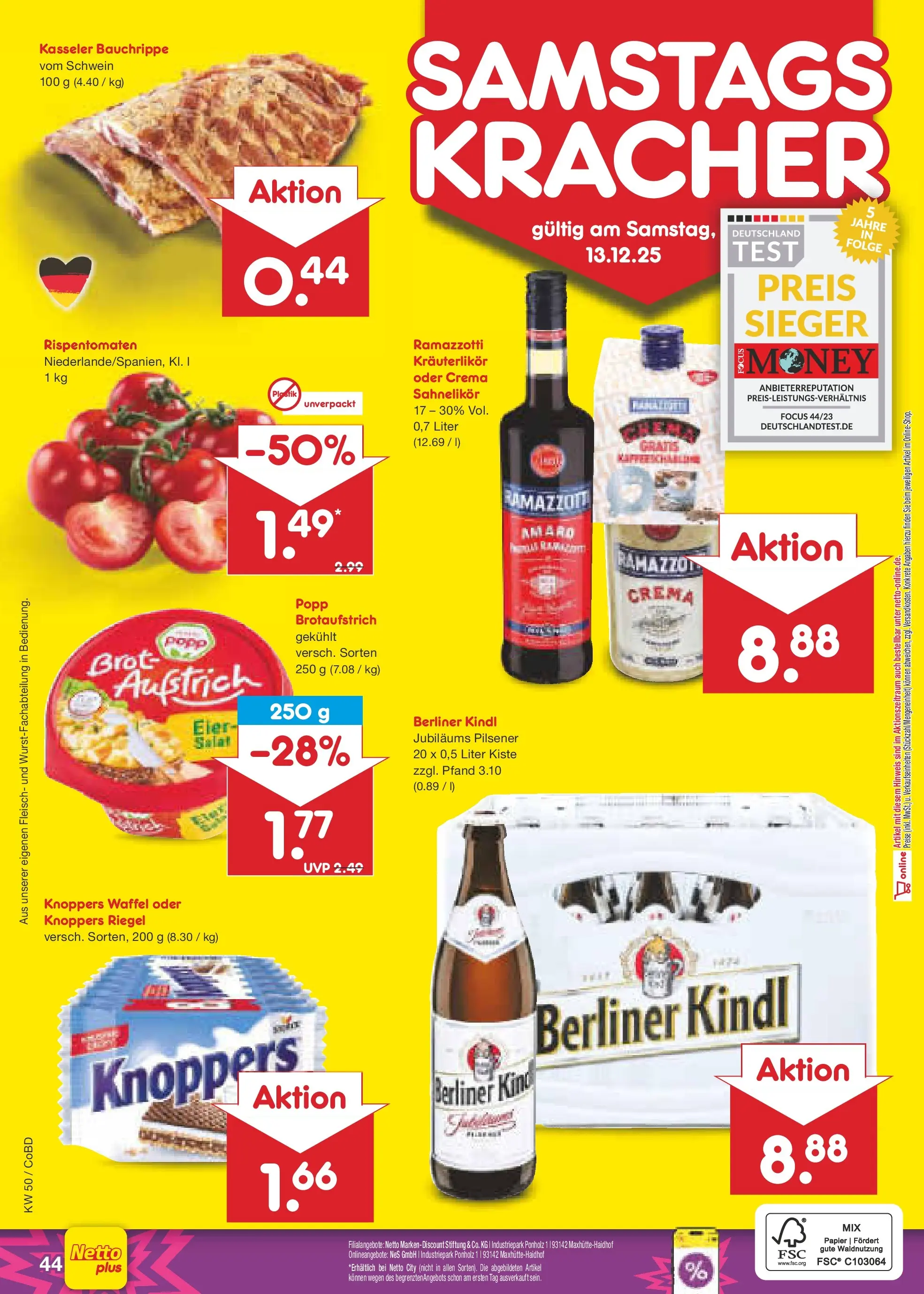 Netto Marken-Discount prospekt Delitzsch	 (ab 08.12.2025) » Angebote | Seite: 48 | Produkte: Berliner, Knoppers, Brot, Ramazzotti