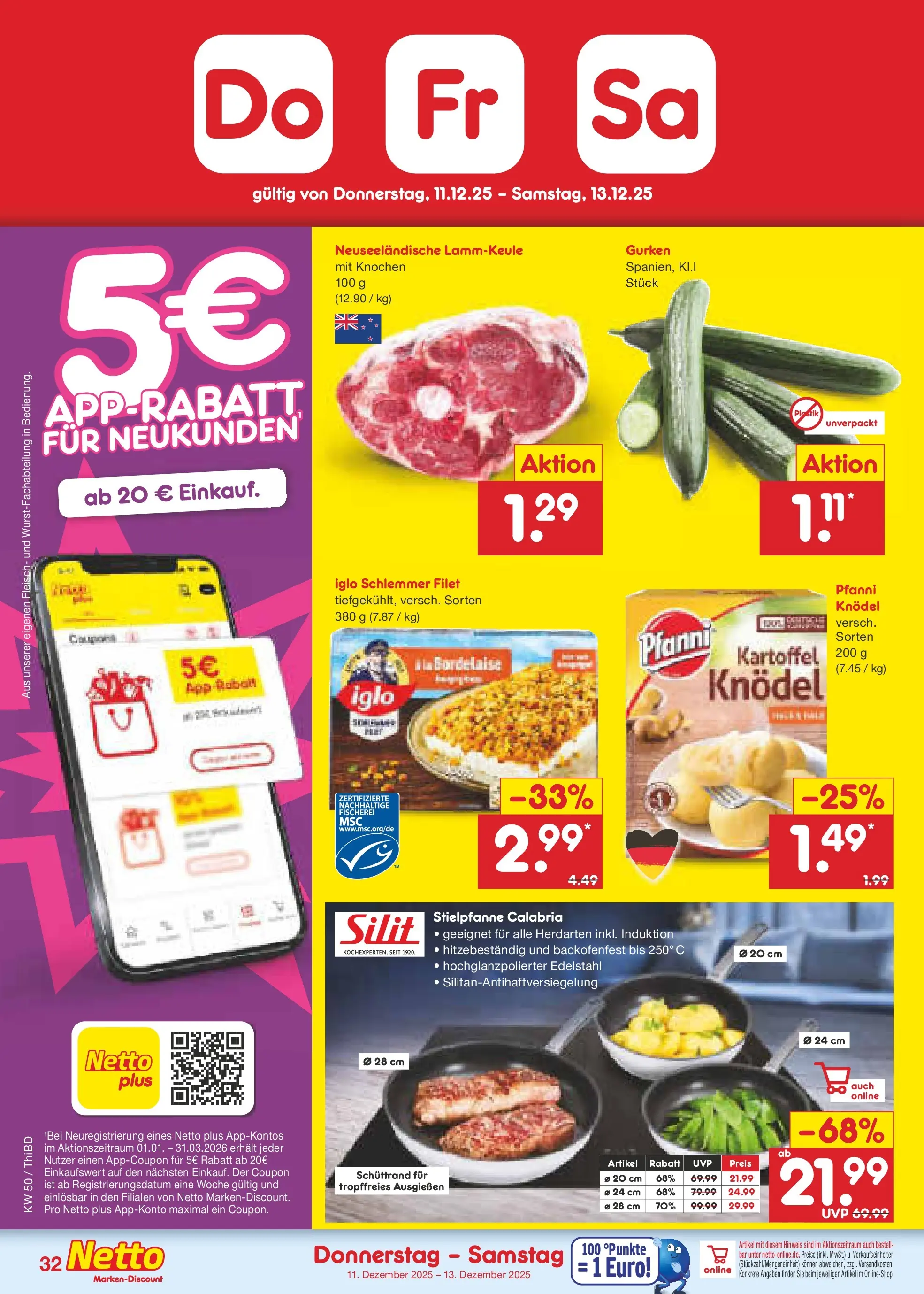 Netto Marken-Discount prospekt Thiendorf	 (ab 08.12.2025) » Angebote | Seite: 36 | Produkte: Lammkeule, Iglo, Fleisch, Gurken