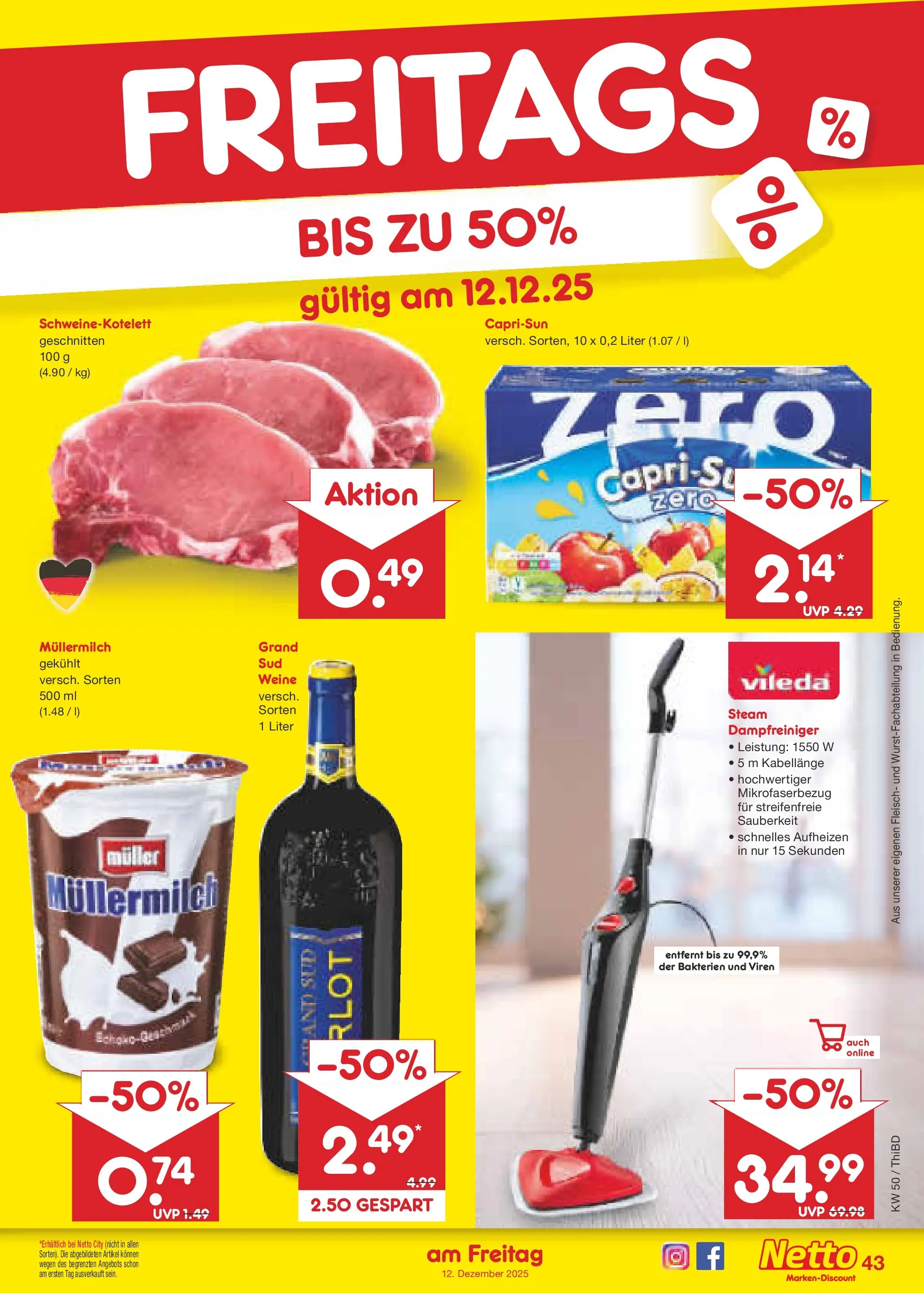 Netto Marken-Discount prospekt Thiendorf	 (ab 08.12.2025) » Angebote | Seite: 47 | Produkte: Müllermilch, Fleisch