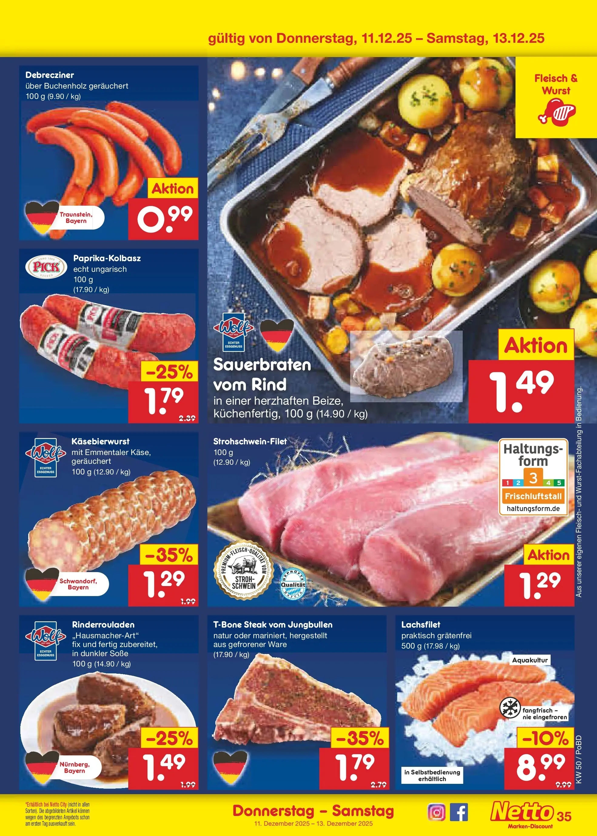 Netto Marken-Discount prospekt Selb	 (ab 08.12.2025) » Angebote | Seite: 39 | Produkte: Soße, Wurst, Steak, Fleisch