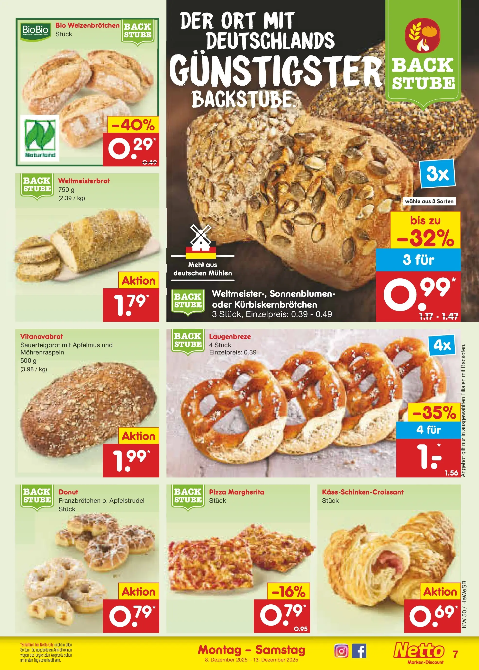 Netto Marken-Discount prospekt Hamburg	 (ab 07.12.2025) » Angebote | Seite: 7 | Produkte: Mehl, Pizza