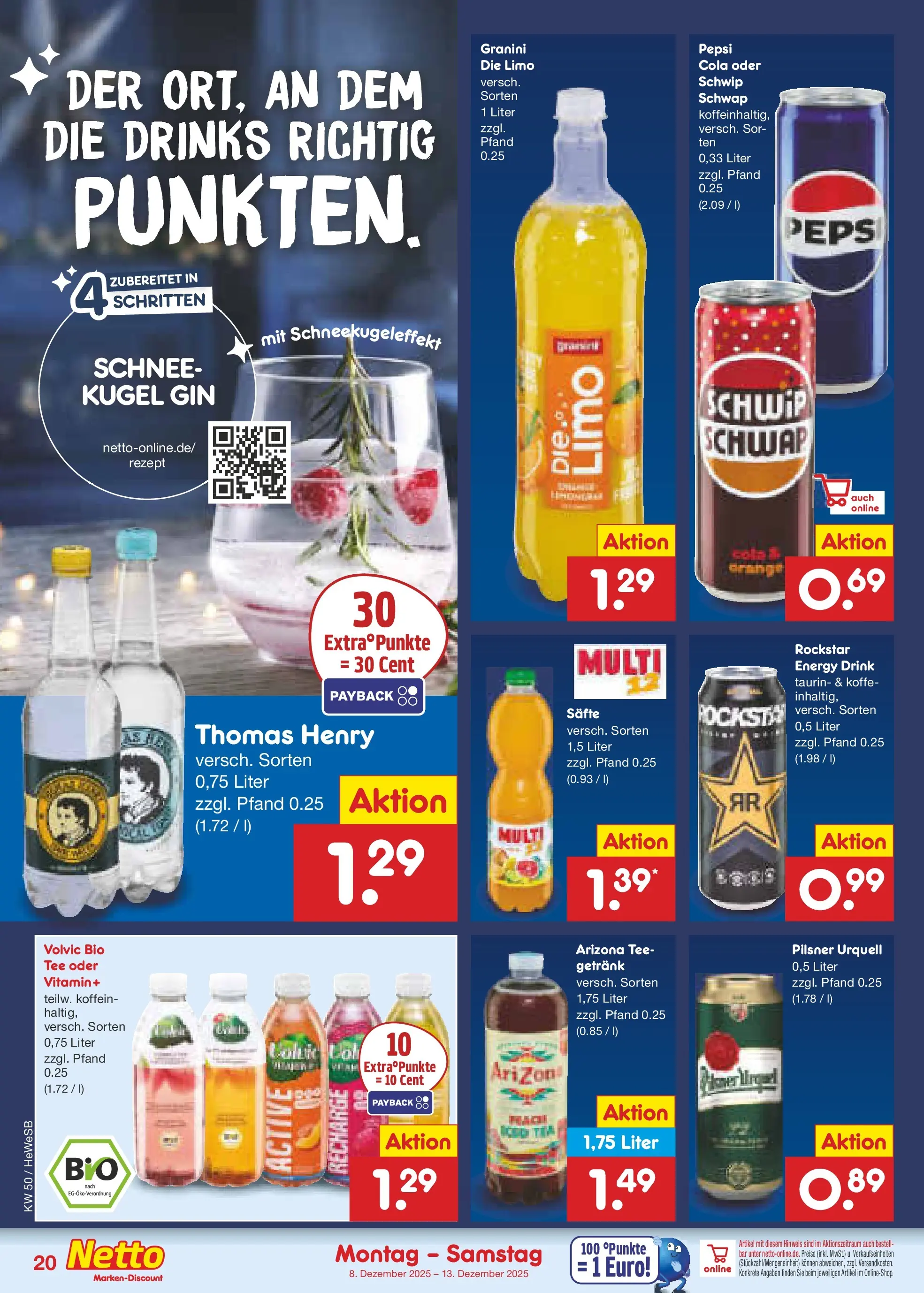Netto Marken-Discount prospekt Hamburg	 (ab 07.12.2025) » Angebote | Seite: 22 | Produkte: Pilsner urquell, Granini, Pepsi, Tee