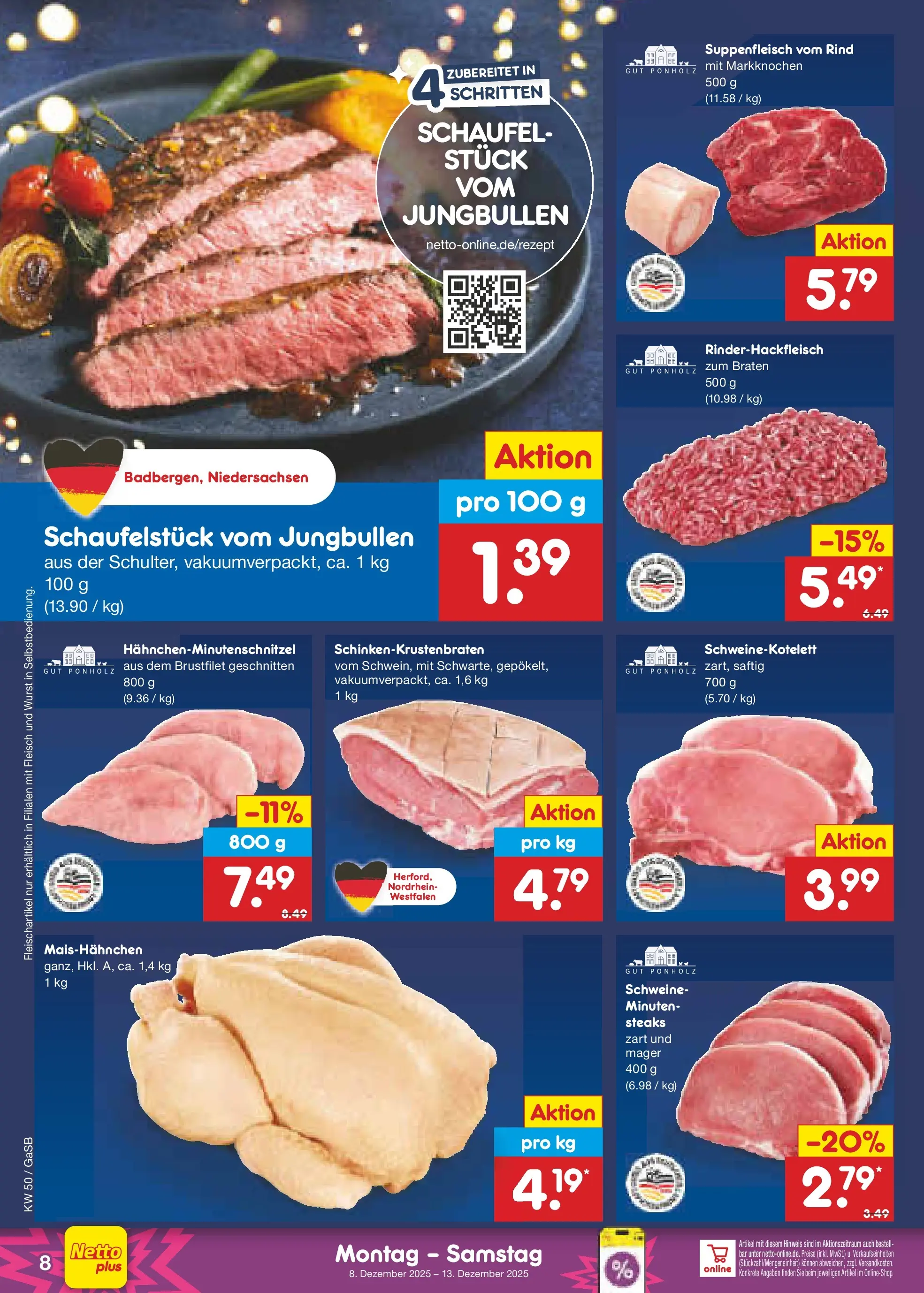 Netto Marken-Discount prospekt Bremen-Lesum	 (ab 07.12.2025) » Angebote | Seite: 8 | Produkte: Suppenfleisch, Wurst, Fleisch