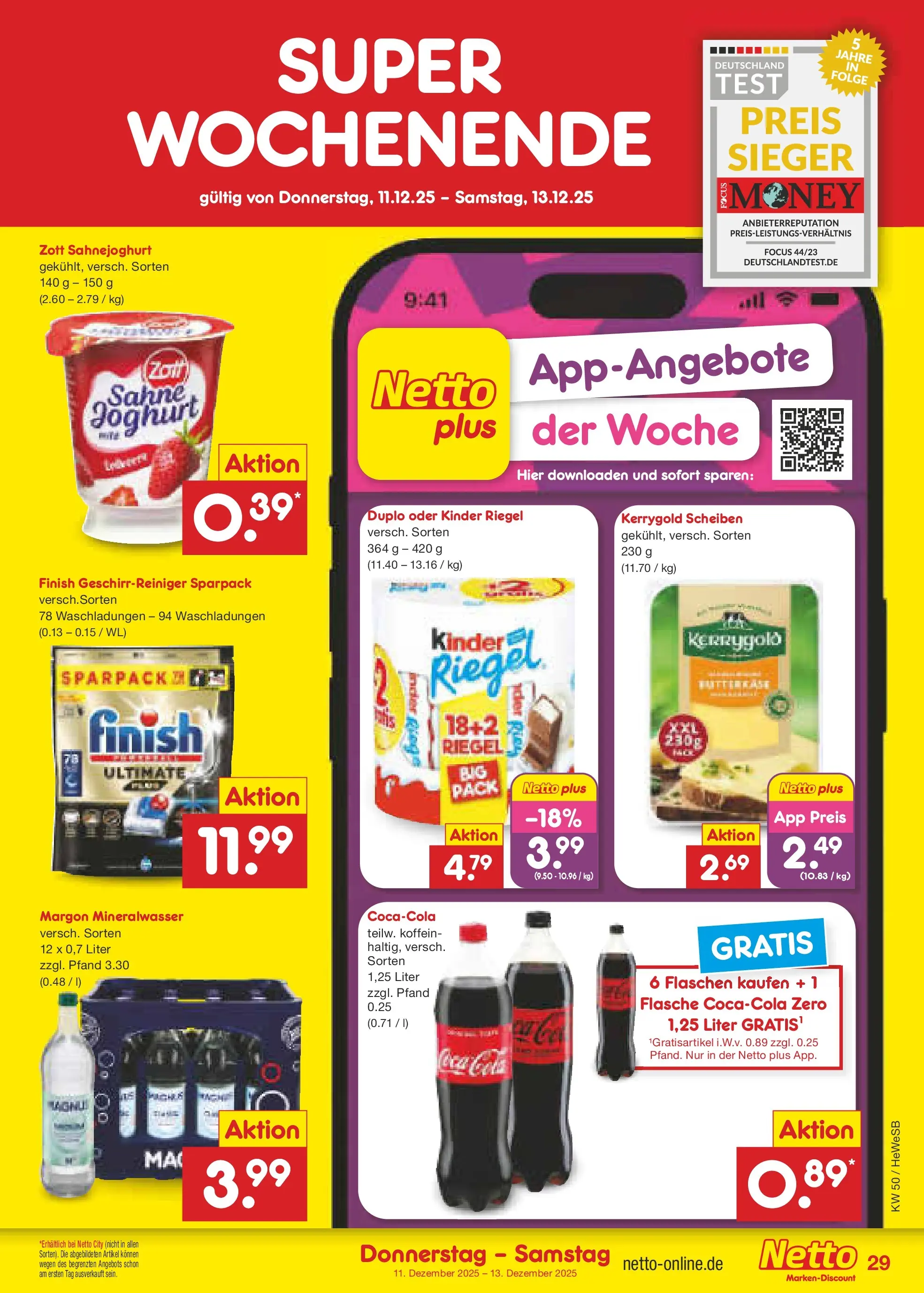 Netto Marken-Discount prospekt Hamburg	 (ab 07.12.2025) » Angebote | Seite: 33 | Produkte: Cola, Joghurt, Mineralwasser, Sahne