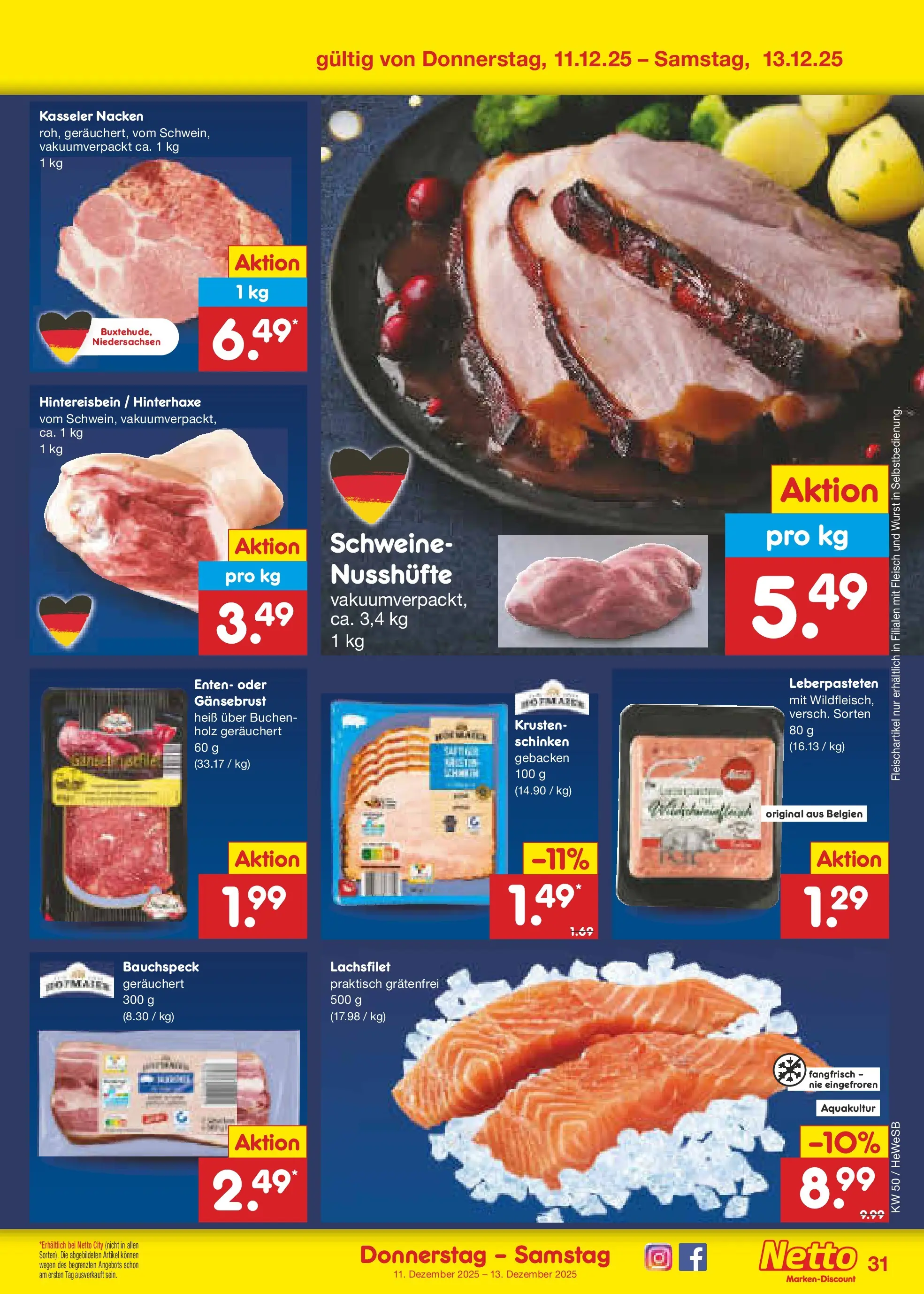 Netto Marken-Discount prospekt Hamburg	 (ab 07.12.2025) » Angebote | Seite: 35 | Produkte: Kasseler nacken, Wurst, Schinken, Fleisch
