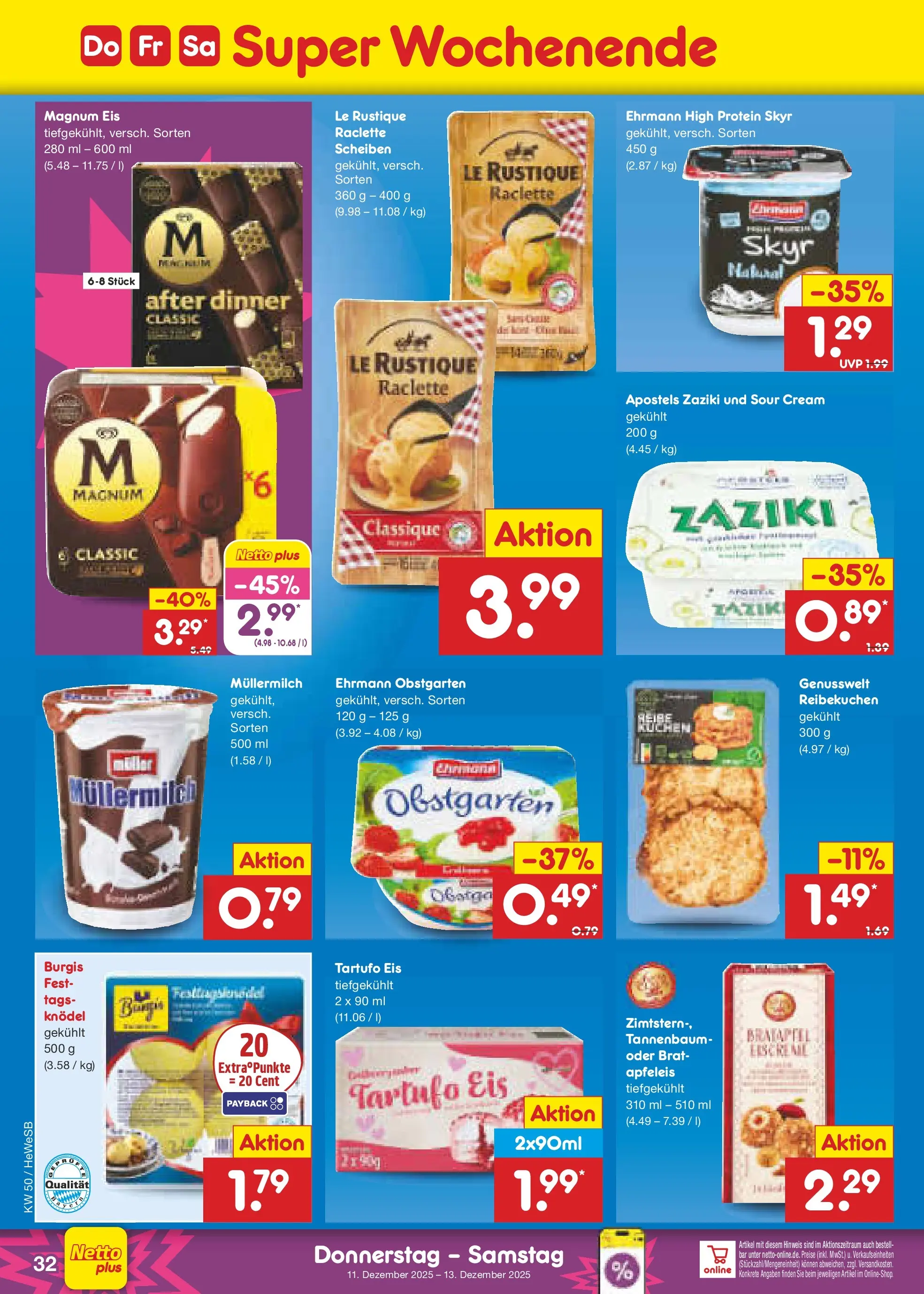 Netto Marken-Discount prospekt Hamburg	 (ab 07.12.2025) » Angebote | Seite: 36 | Produkte: Skyr, Müllermilch, Raclette, Eis