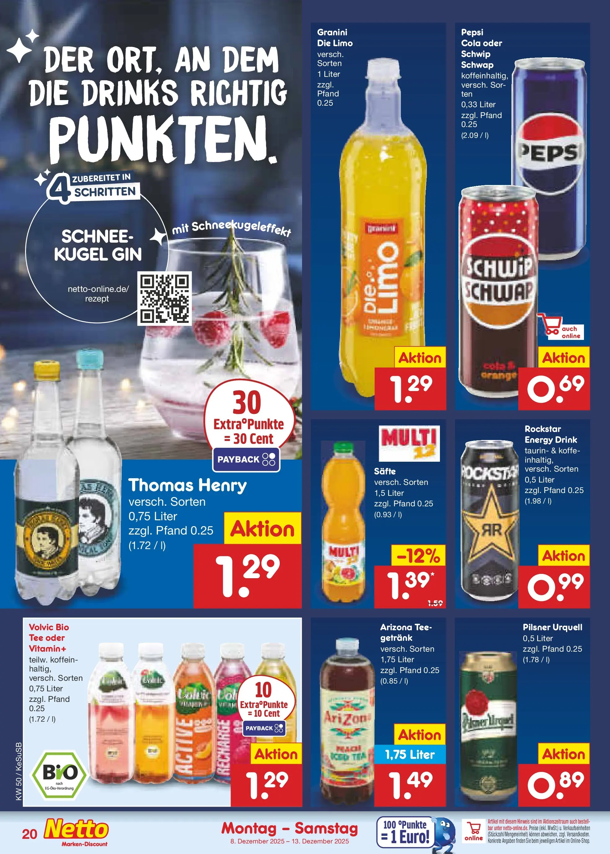 Netto Marken-Discount prospekt Kruft	 (ab 08.12.2025) » Angebote | Seite: 26 | Produkte: Cola, Energy, Rockstar, Tee