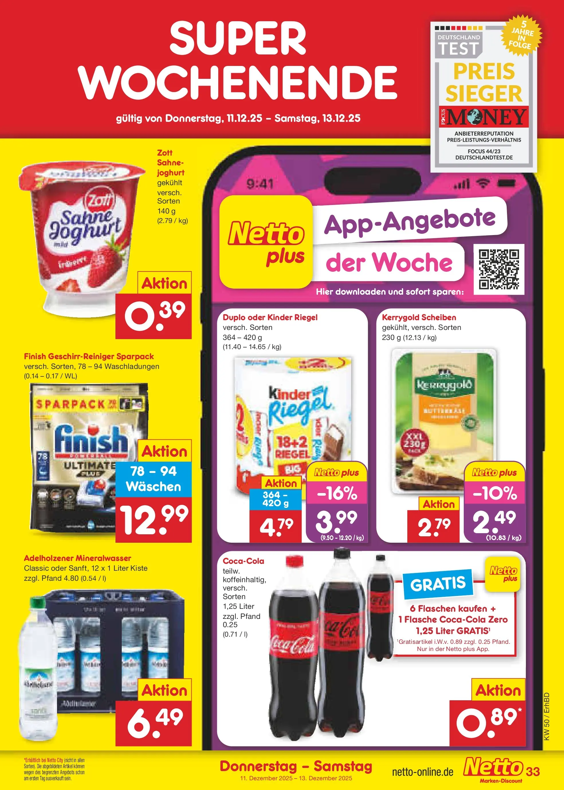Netto Marken-Discount prospekt Ergolding	 (ab 08.12.2025) » Angebote | Seite: 37 | Produkte: Adelholzener, Kinder riegel, Mineralwasser, Sahne