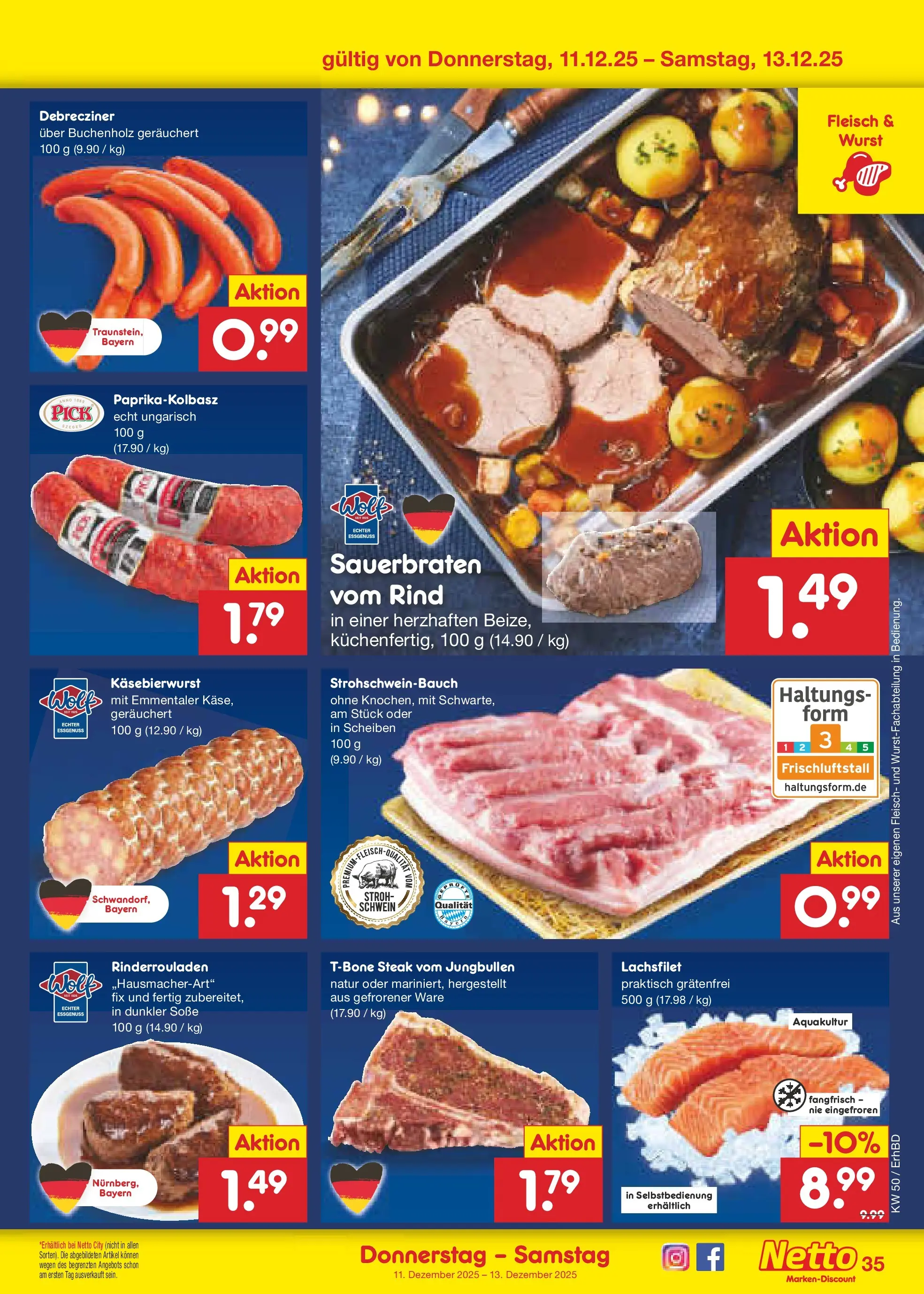 Netto Marken-Discount prospekt Ergolding	 (ab 08.12.2025) » Angebote | Seite: 39 | Produkte: Soße, Wurst, Steak, Fleisch