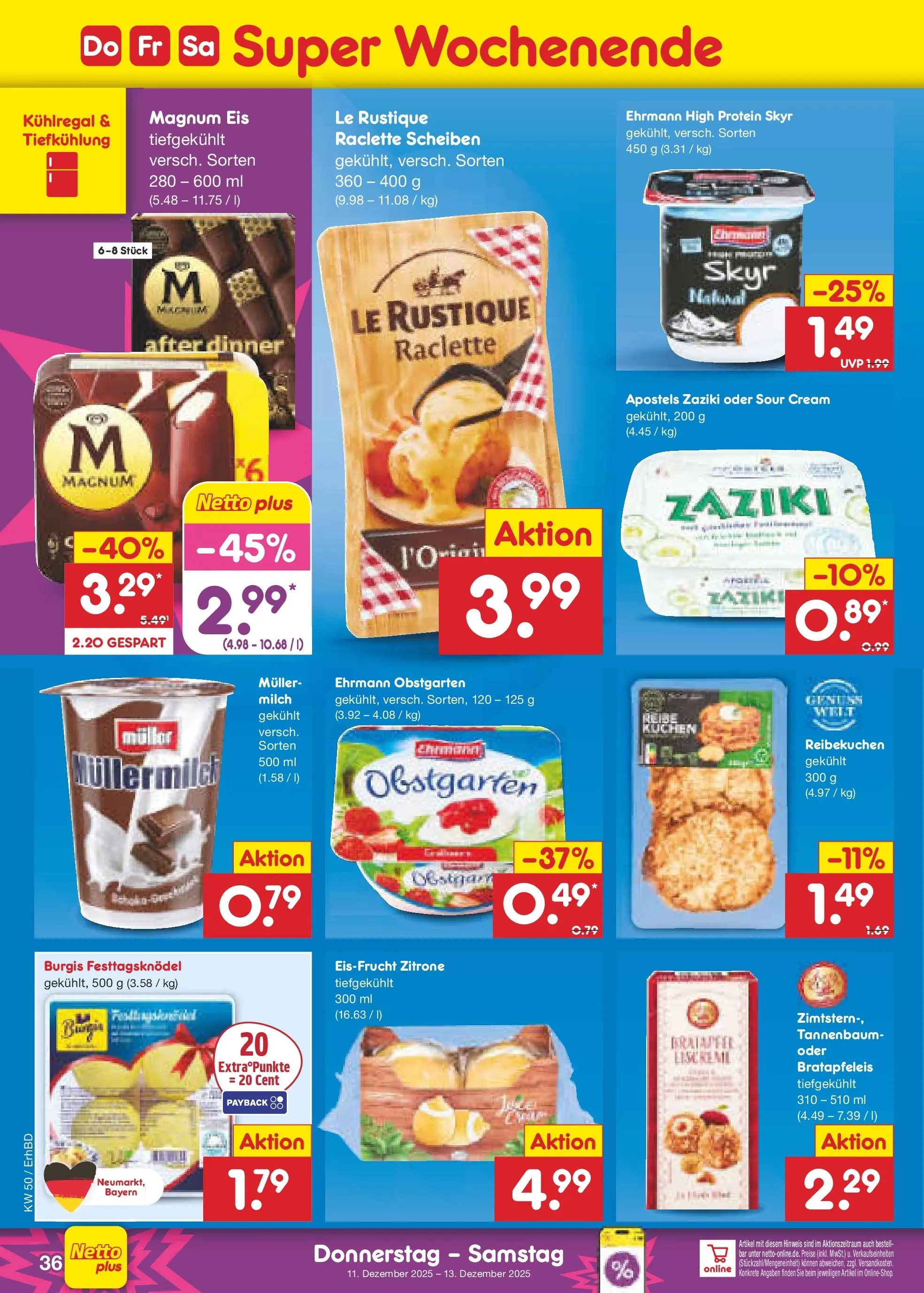 Netto Marken-Discount prospekt Ergolding	 (ab 08.12.2025) » Angebote | Seite: 40 | Produkte: Skyr, Zitrone, Raclette, Eis