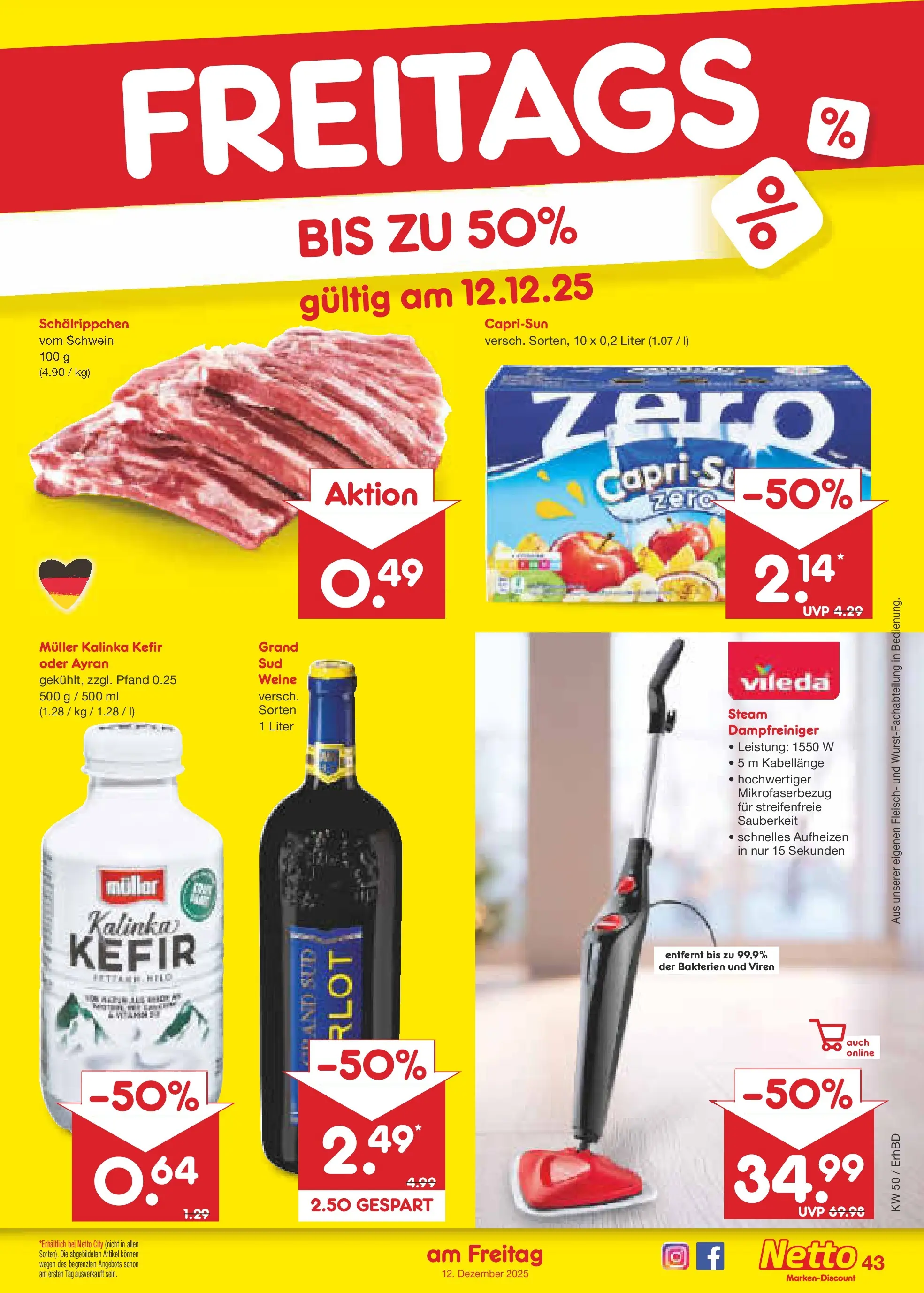 Netto Marken-Discount prospekt Ergolding	 (ab 08.12.2025) » Angebote | Seite: 47 | Produkte: Kefir, Fleisch