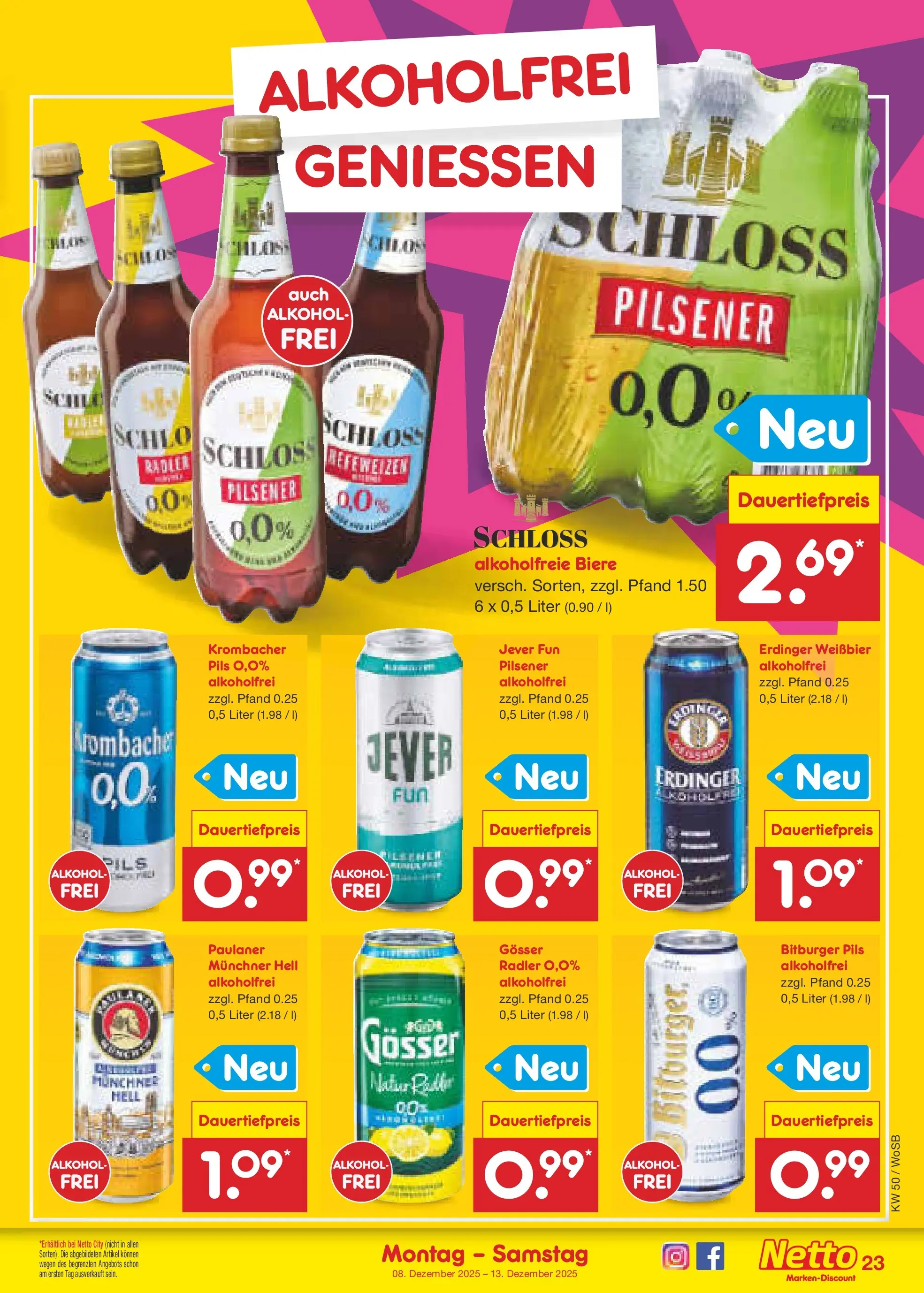 Netto Marken-Discount prospekt Frankfurt	 (ab 07.12.2025) » Angebote | Seite: 29 | Produkte: Bitburger, Erdinger, Radler, Jever
