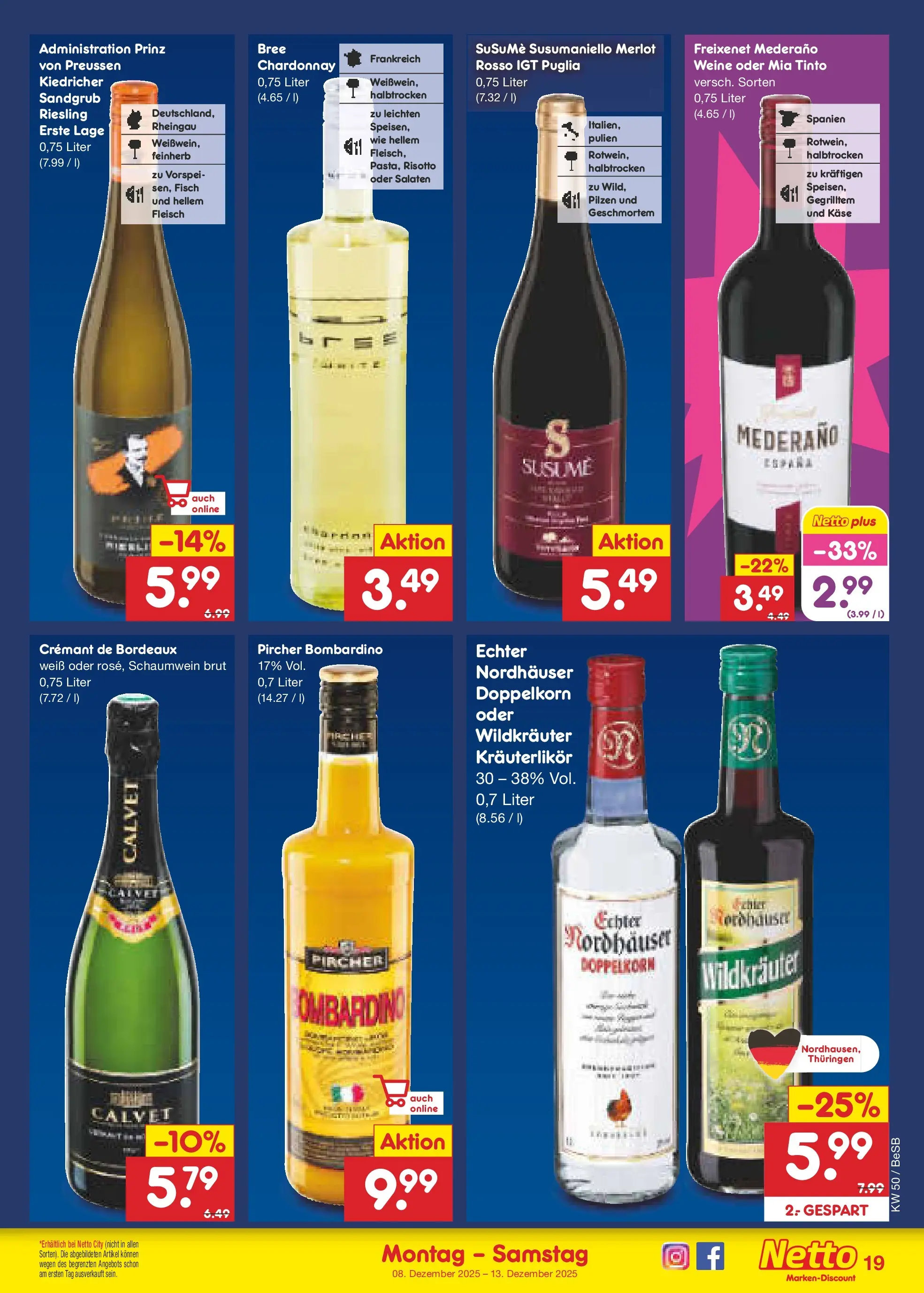 Netto Marken-Discount prospekt Kremmen	 (ab 08.12.2025) » Angebote | Seite: 19 | Produkte: Käse, Freixenet, Bree, Fisch