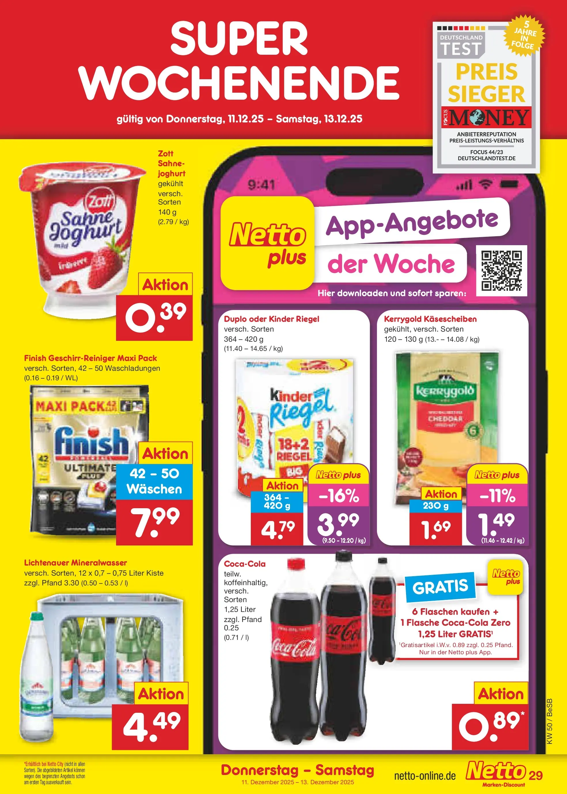 Netto Marken-Discount prospekt Kremmen	 (ab 08.12.2025) » Angebote | Seite: 37 | Produkte: Finish, Kinder riegel, Mineralwasser, Sahne