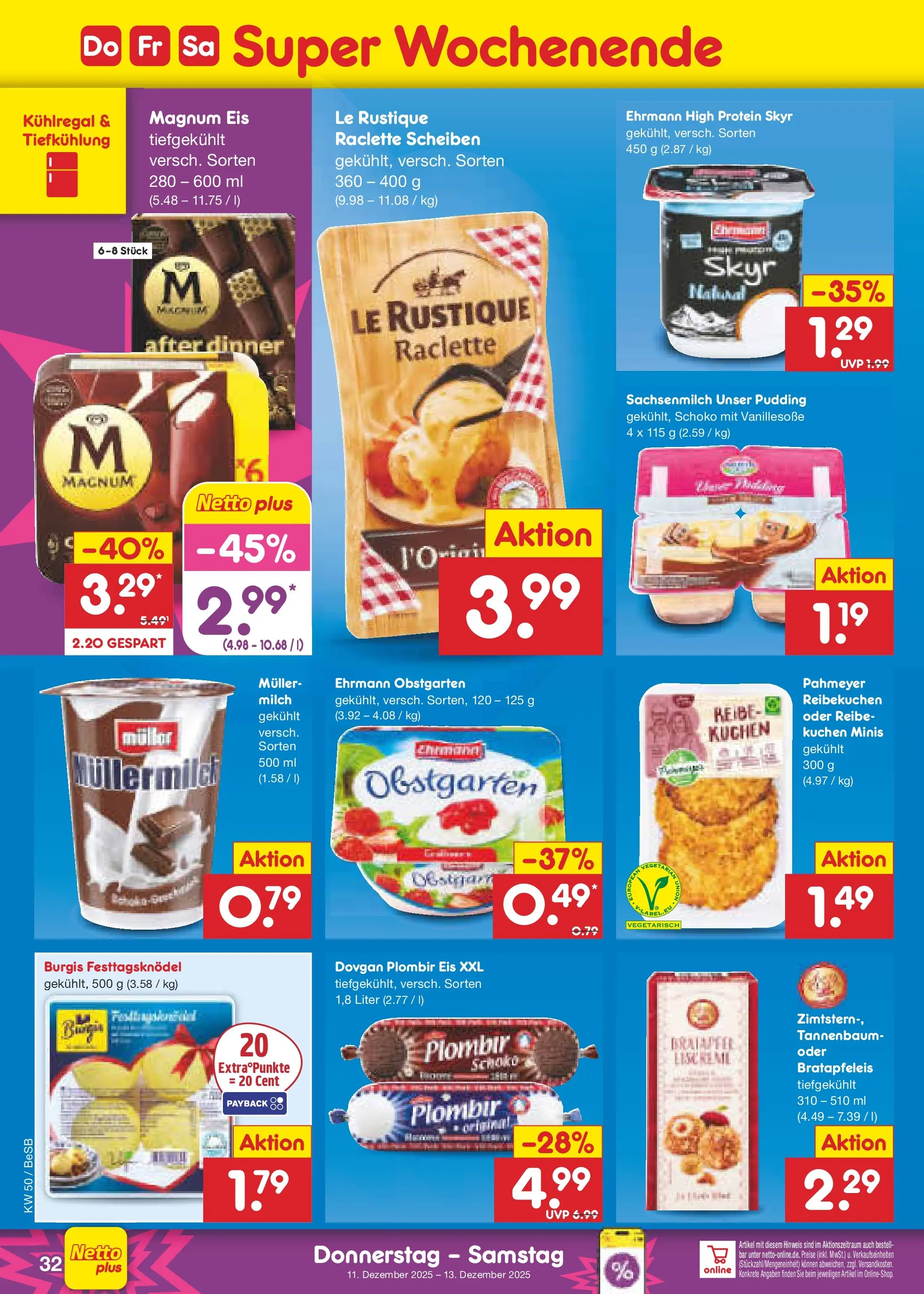 Netto Marken-Discount prospekt Kremmen	 (ab 08.12.2025) » Angebote | Seite: 40 | Produkte: Milch, Pudding, Skyr, Raclette