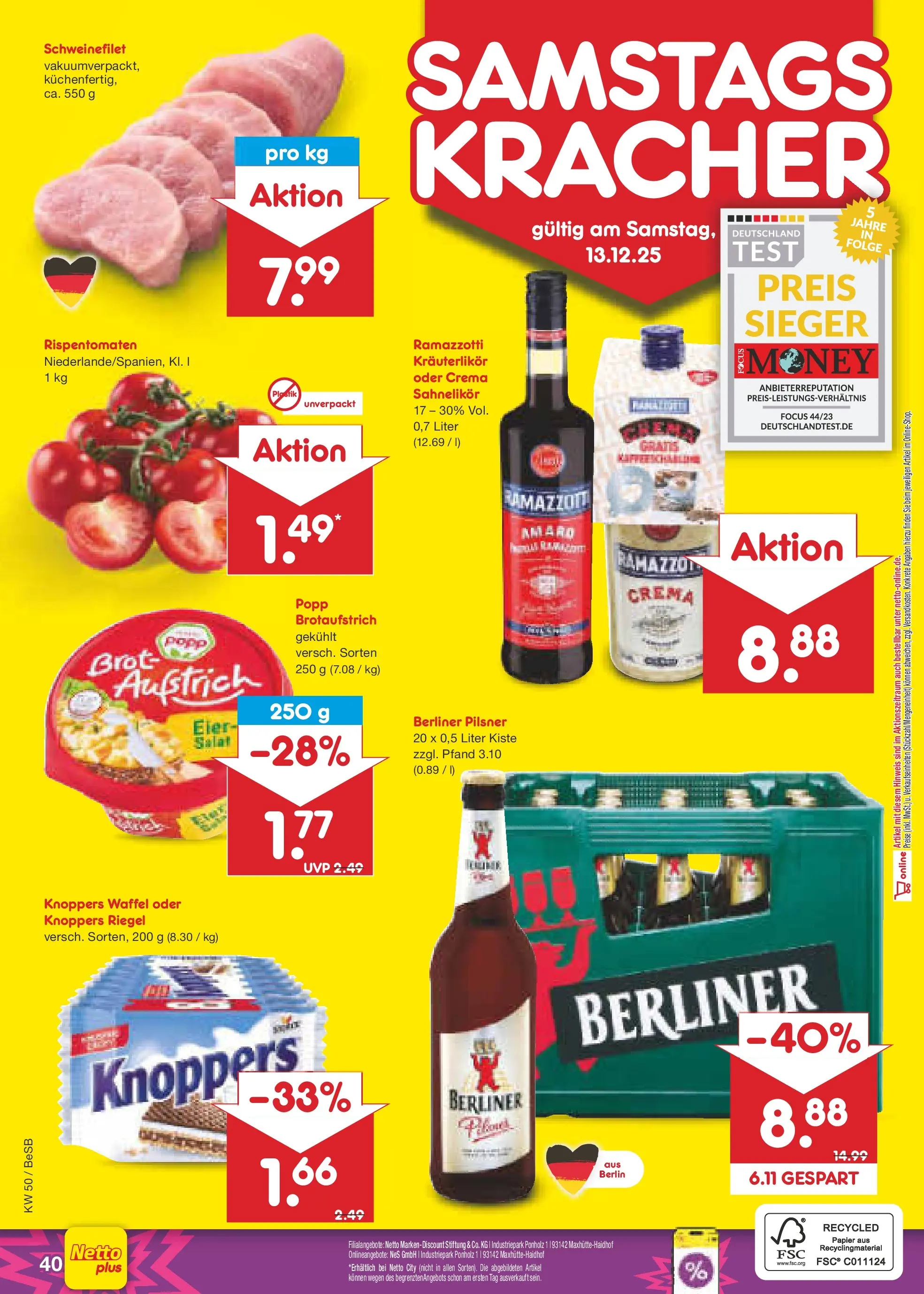 Netto Marken-Discount prospekt Kremmen	 (ab 08.12.2025) » Angebote | Seite: 48 | Produkte: Berliner, Eier, Brot, Ramazzotti