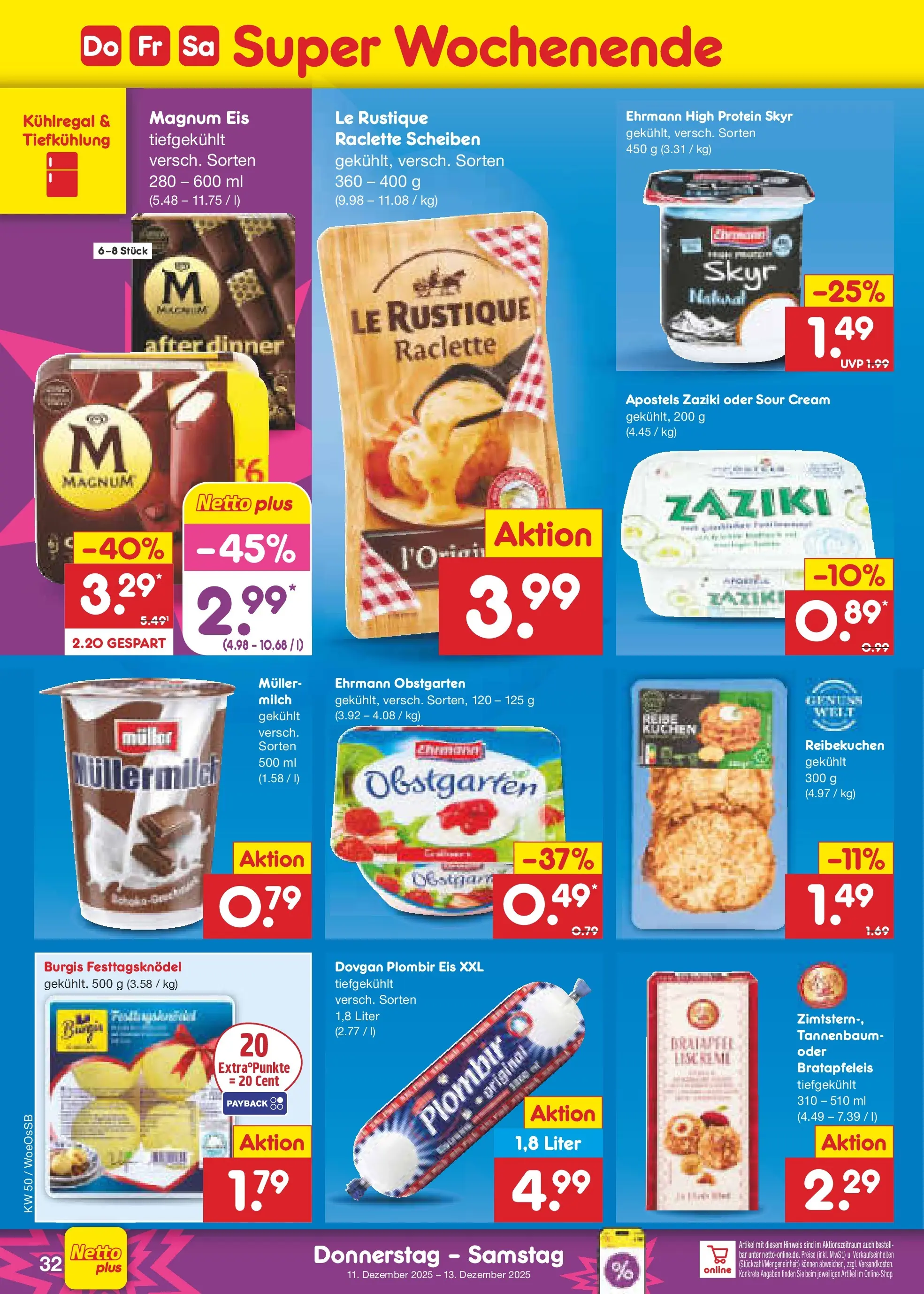 Netto Marken-Discount prospekt Gemmingen	 (ab 07.12.2025) » Angebote | Seite: 40 | Produkte: Milch, Skyr, Raclette, Eis