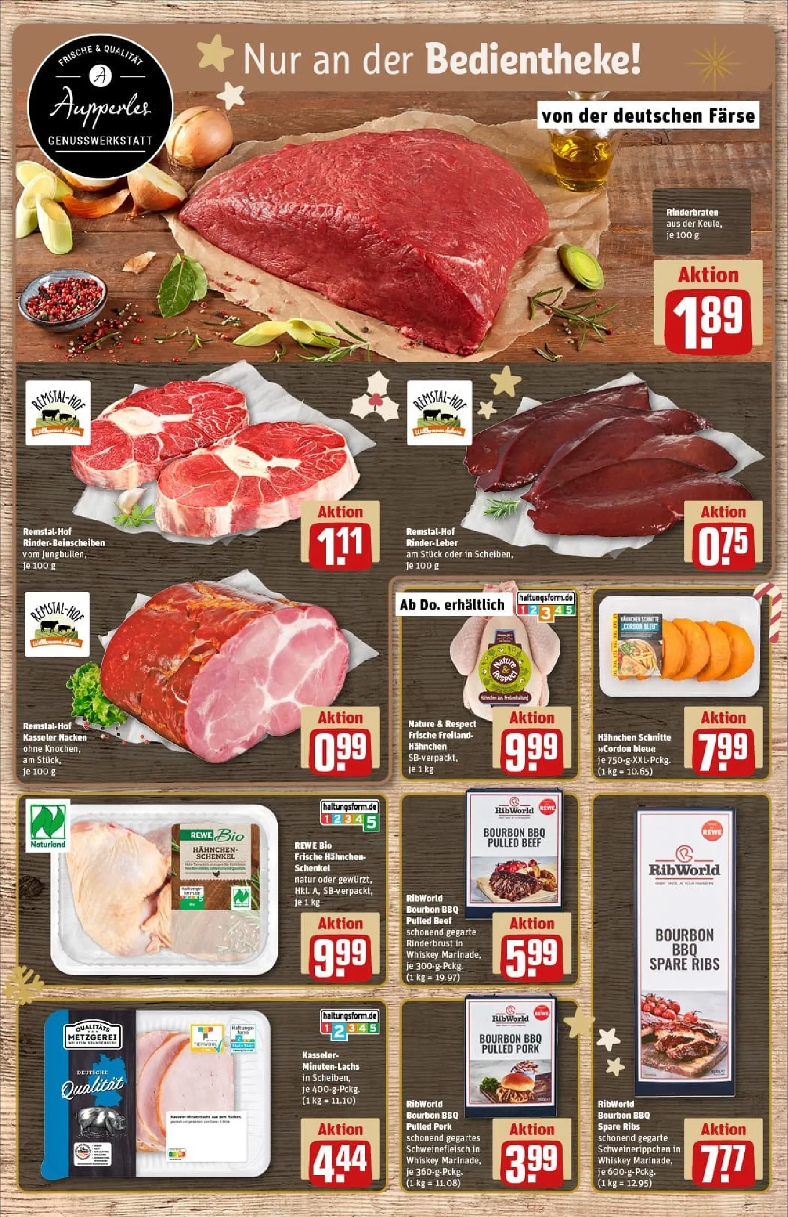 REWE Prospekt ab 07.12.2025 zum Blättern » Angebote | Seite: 8 | Produkte: Rinderbraten, Hahnchen, Spare ribs, Kasseler nacken