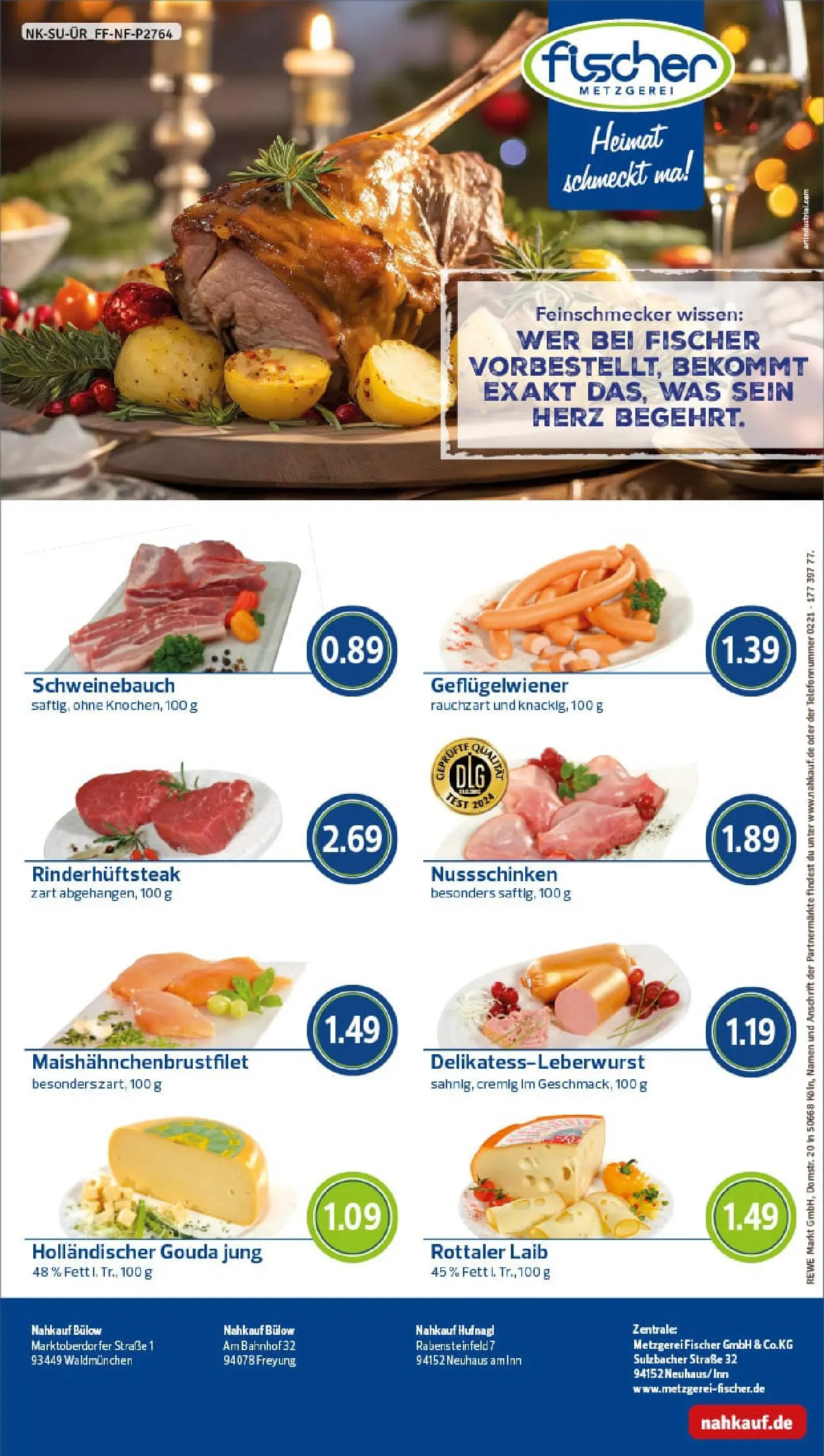 REWE Prospekt ab 07.12.2025 zum Blättern » Angebote | Seite: 8 | Produkte: Schweinebauch, Gouda, Steak