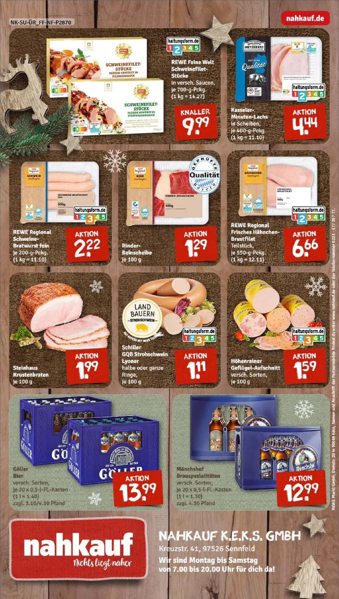 REWE Prospekt ab 07.12.2025 zum Blättern » Angebote | Seite: 8 | Produkte: Bier, Bratwurst, Krustenbraten, Uhr