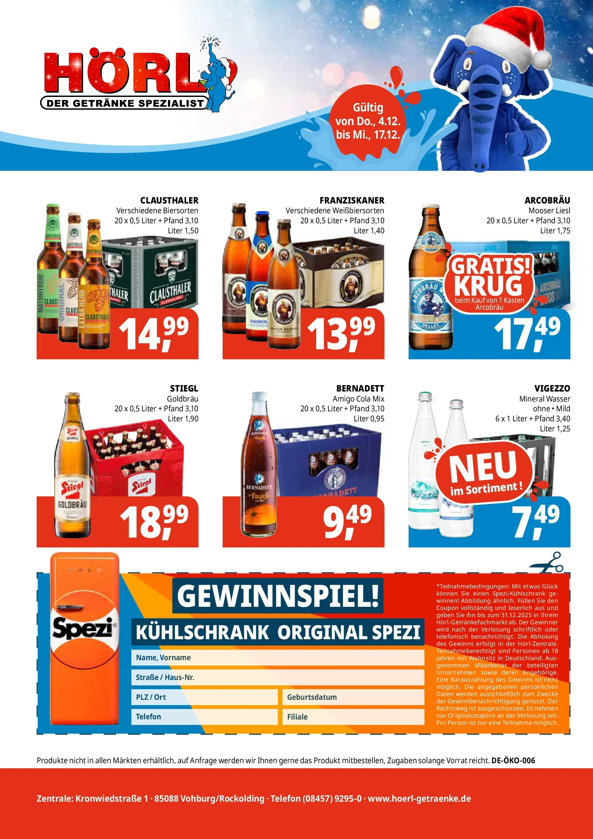 Entdecke - Getränke Hörl: Winterangebote! (ab 03.12.2025) zum Blättern | Seite: 8 | Produkte: Franziskaner, Cola, Kühlschrank, Telefon