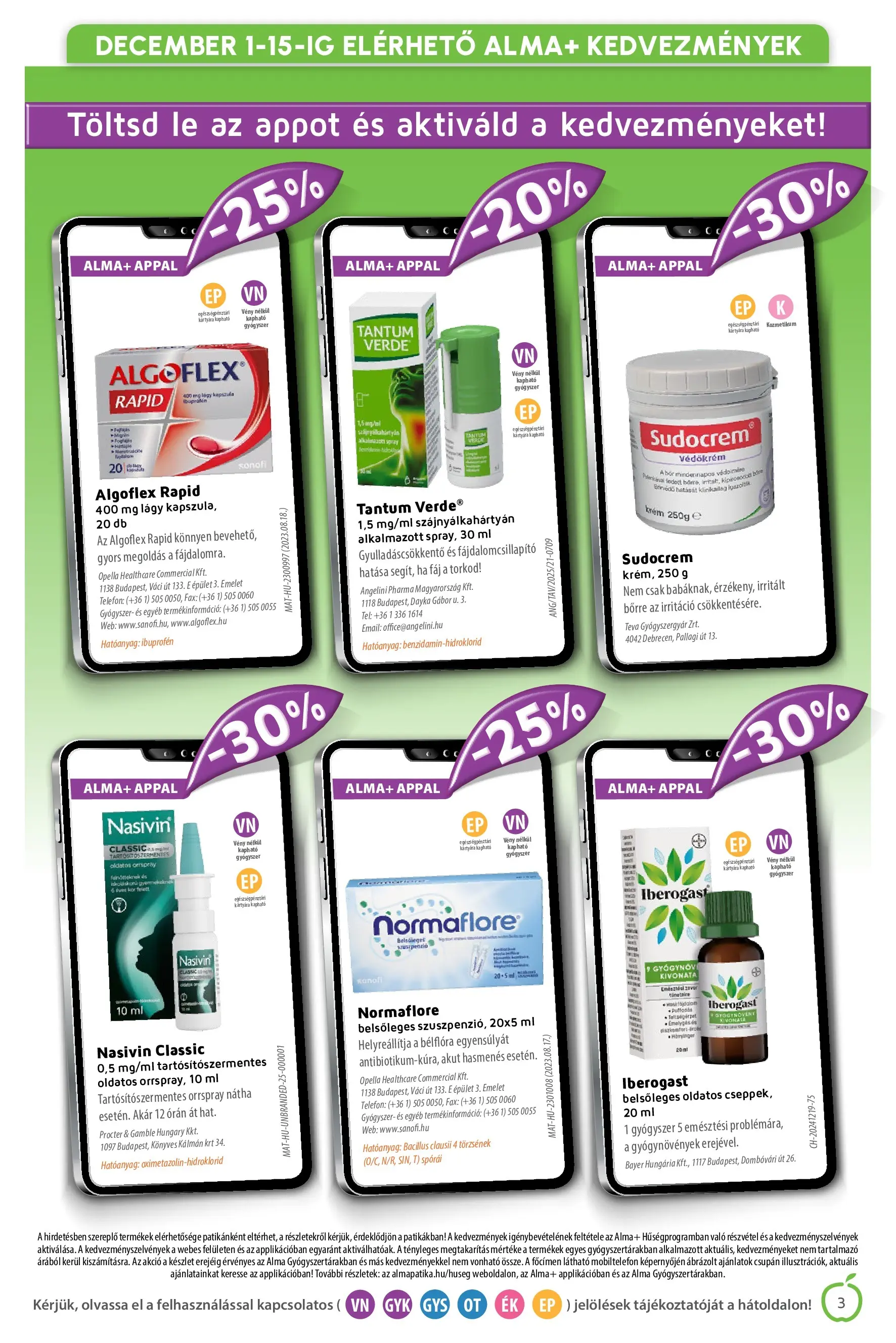 Alma Gyógyszertárak - Alma újság érvényessége 2025.12.31-ig - 2025.12.02. -tól/töl > akció, lapozható szórólap 🛍️ | Oldal: 3 | Termékek: Telefon, Bor, Alma