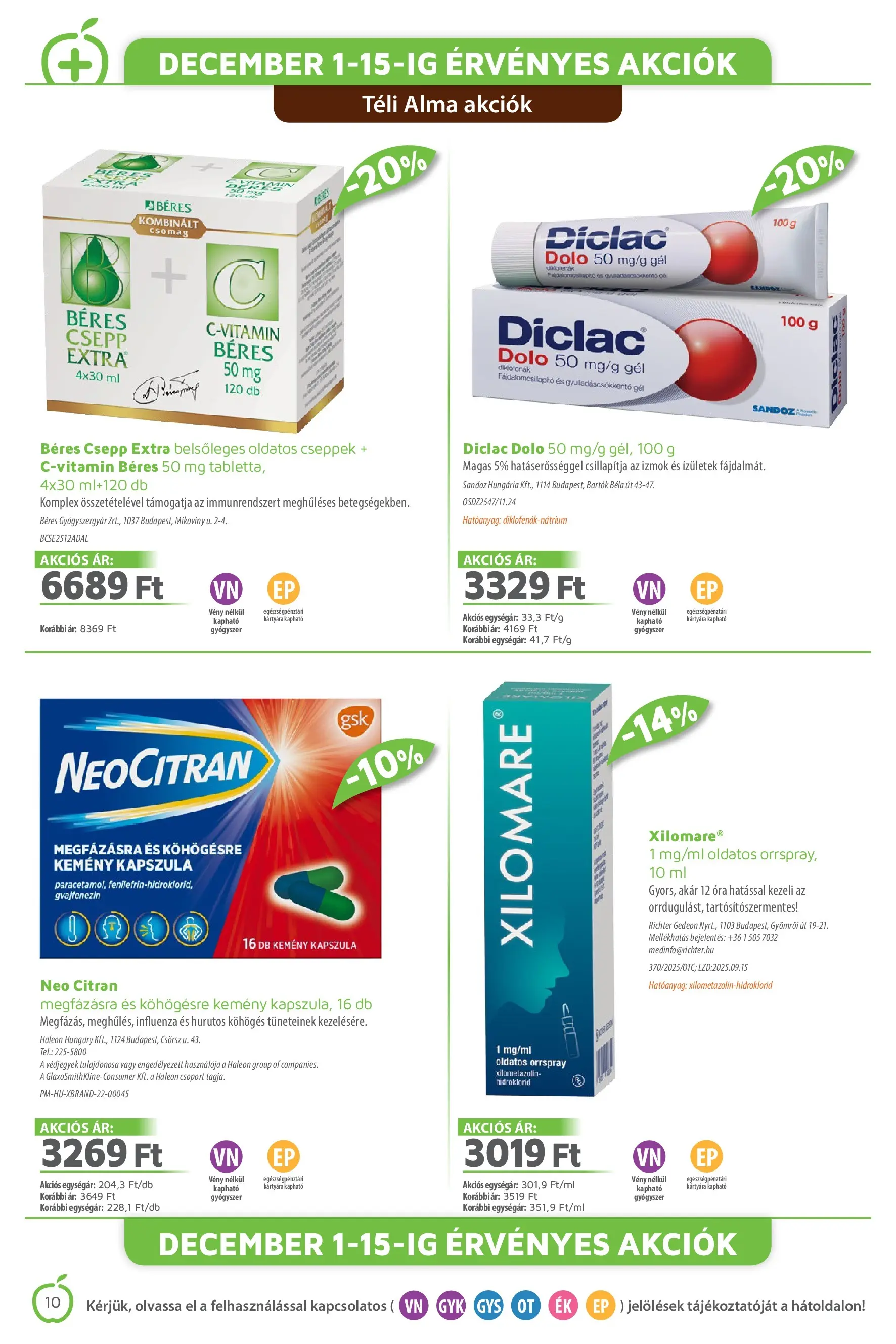 Alma Gyógyszertárak - Alma újság érvényessége 2025.12.31-ig - 2025.12.02. -tól/töl > akció, lapozható szórólap 🛍️ | Oldal: 10 | Termékek: Béres csepp, Alma, Óra