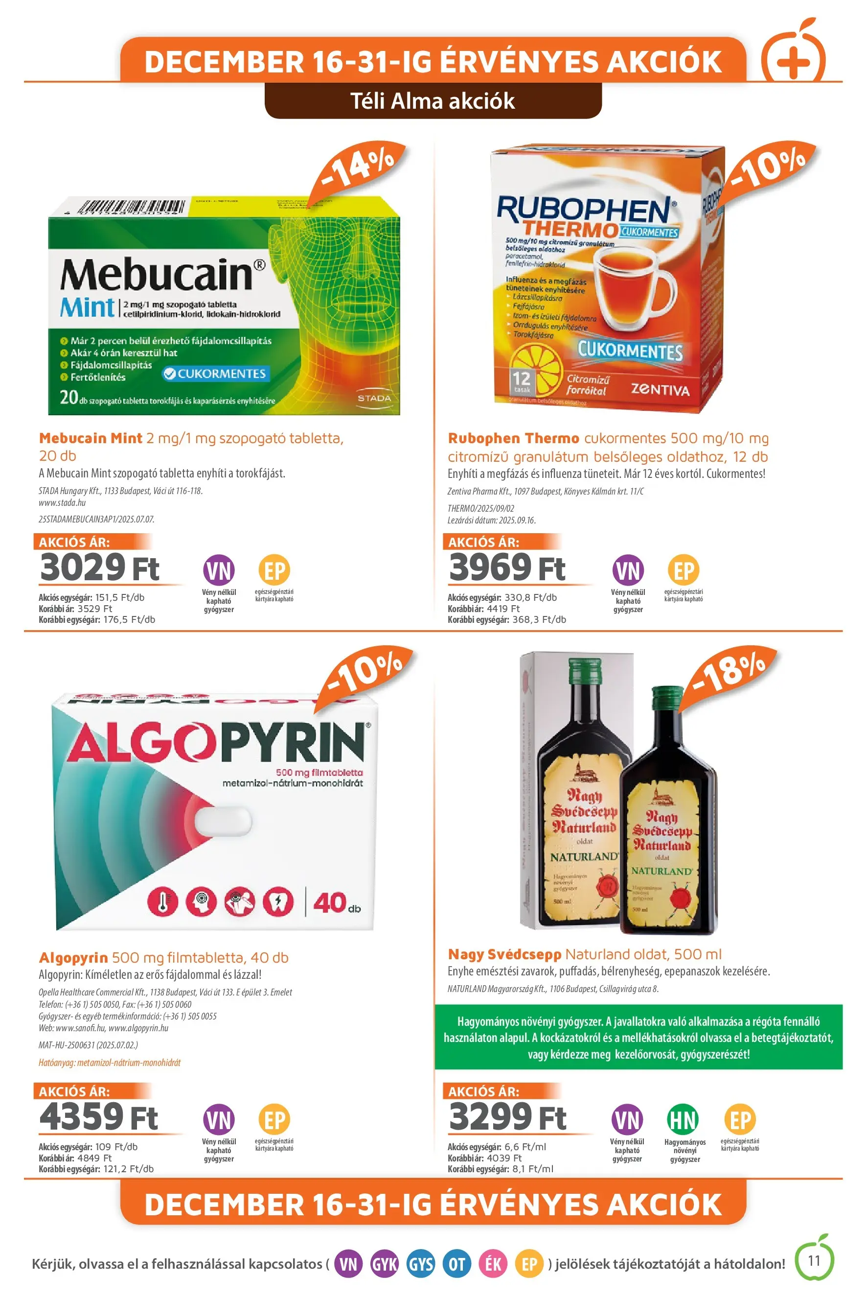 Alma Gyógyszertárak - Alma újság érvényessége 2025.12.31-ig - 2025.12.02. -tól/töl > akció, lapozható szórólap 🛍️ | Oldal: 11 | Termékek: Alma