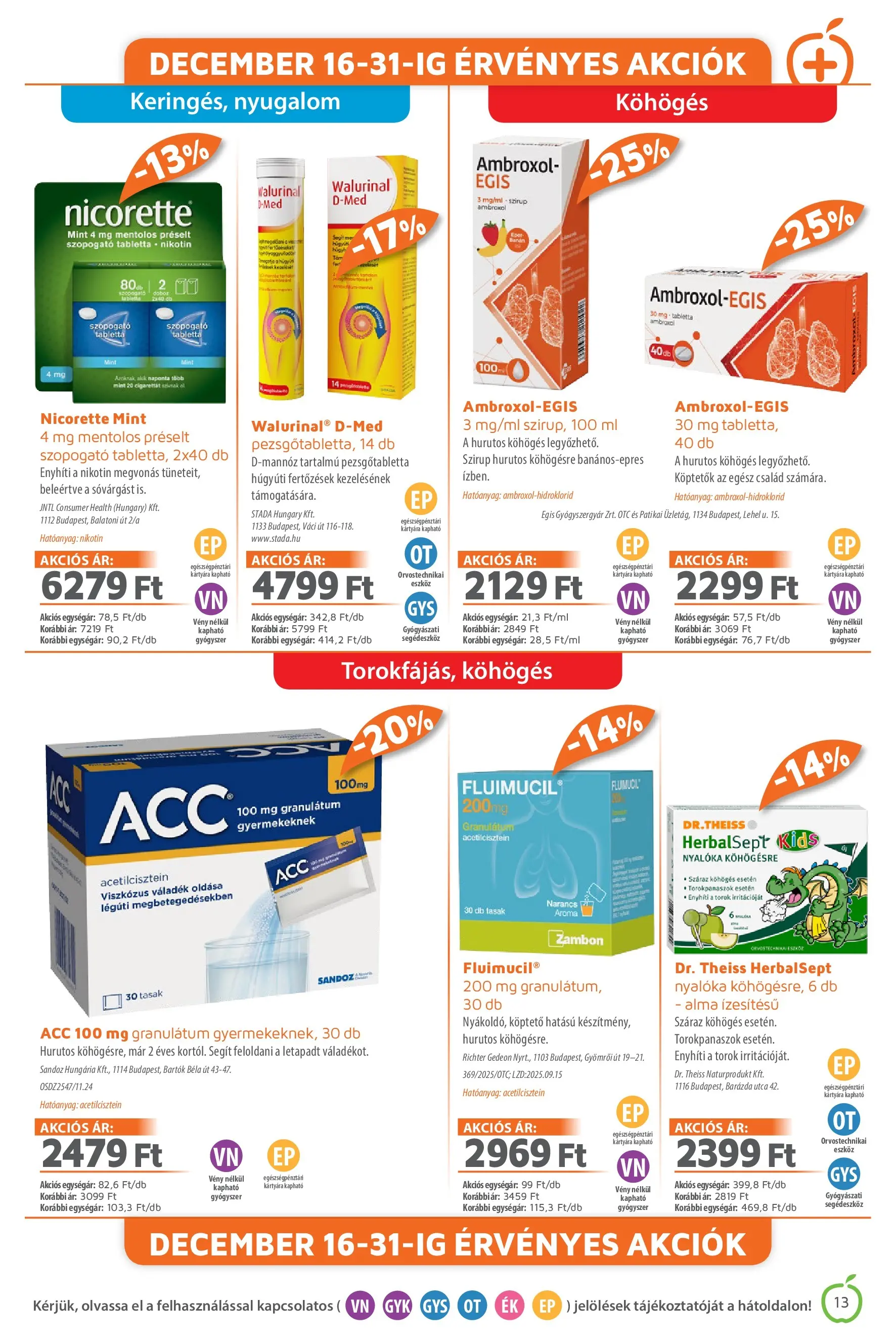 Alma Gyógyszertárak - Alma újság érvényessége 2025.12.31-ig - 2025.12.02. -tól/töl > akció, lapozható szórólap 🛍️ | Oldal: 13 | Termékek: Nyalóka, Pezsgőtabletta, Alma, Narancs