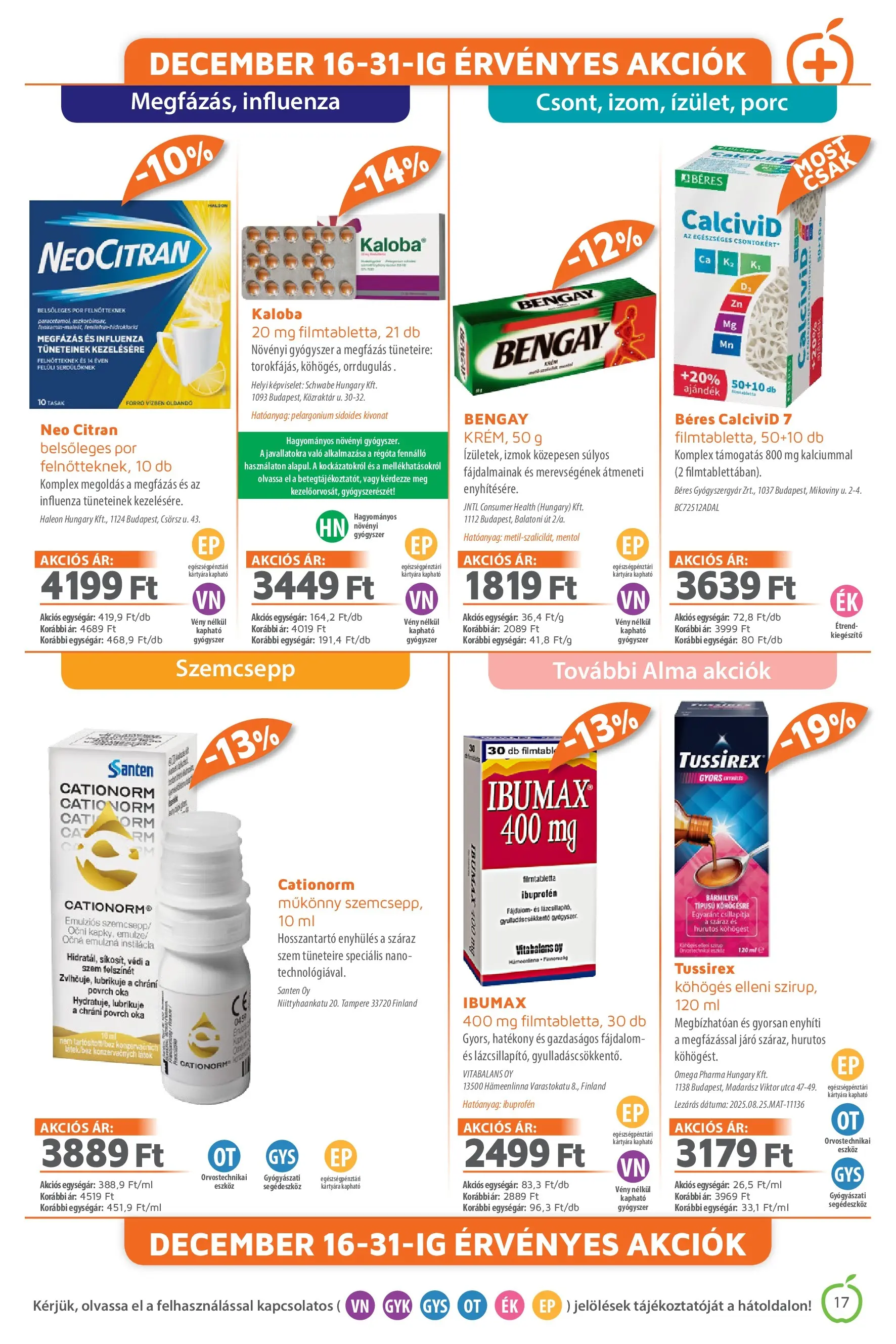 Alma Gyógyszertárak - Alma újság érvényessége 2025.12.31-ig - 2025.12.02. -tól/töl > akció, lapozható szórólap 🛍️ | Oldal: 17 | Termékek: Alma