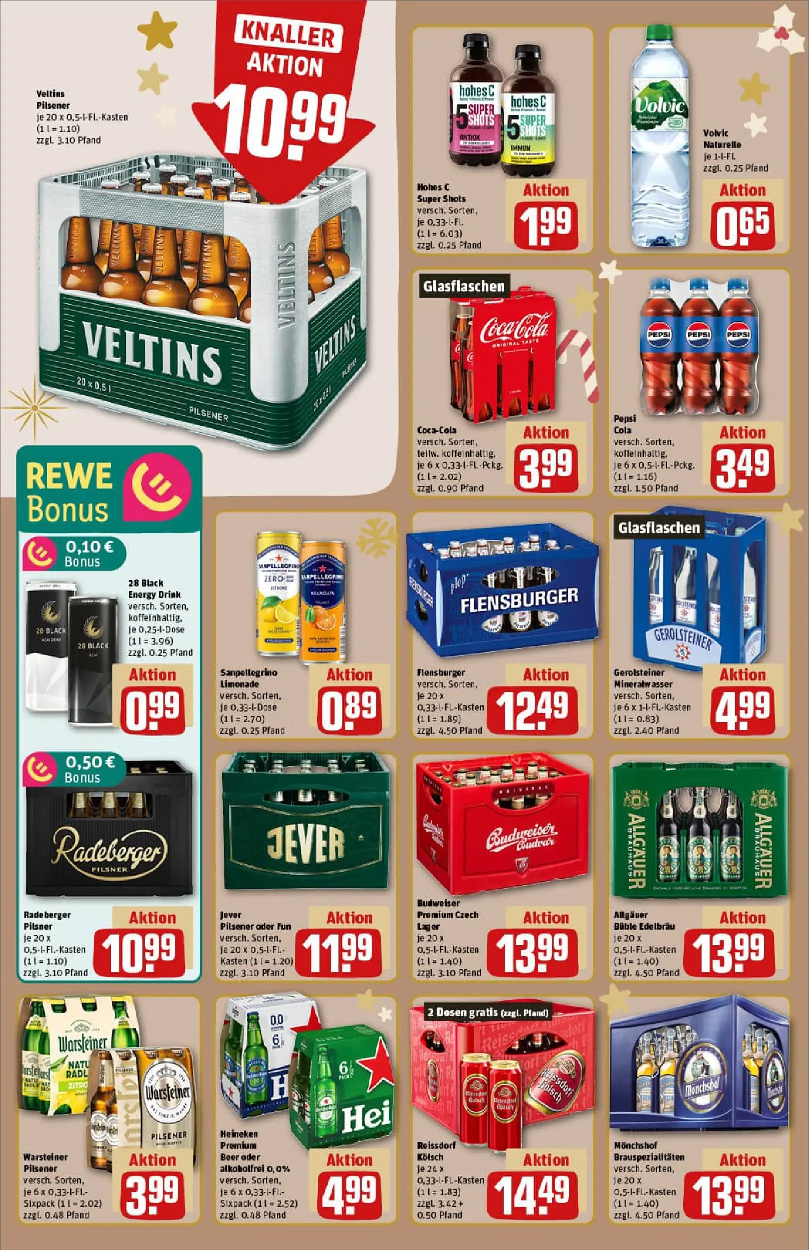REWE Prospekt ab 07.12.2025 zum Blättern » Angebote | Seite: 14 | Produkte: Flensburger, Heineken, Volvic, Veltins