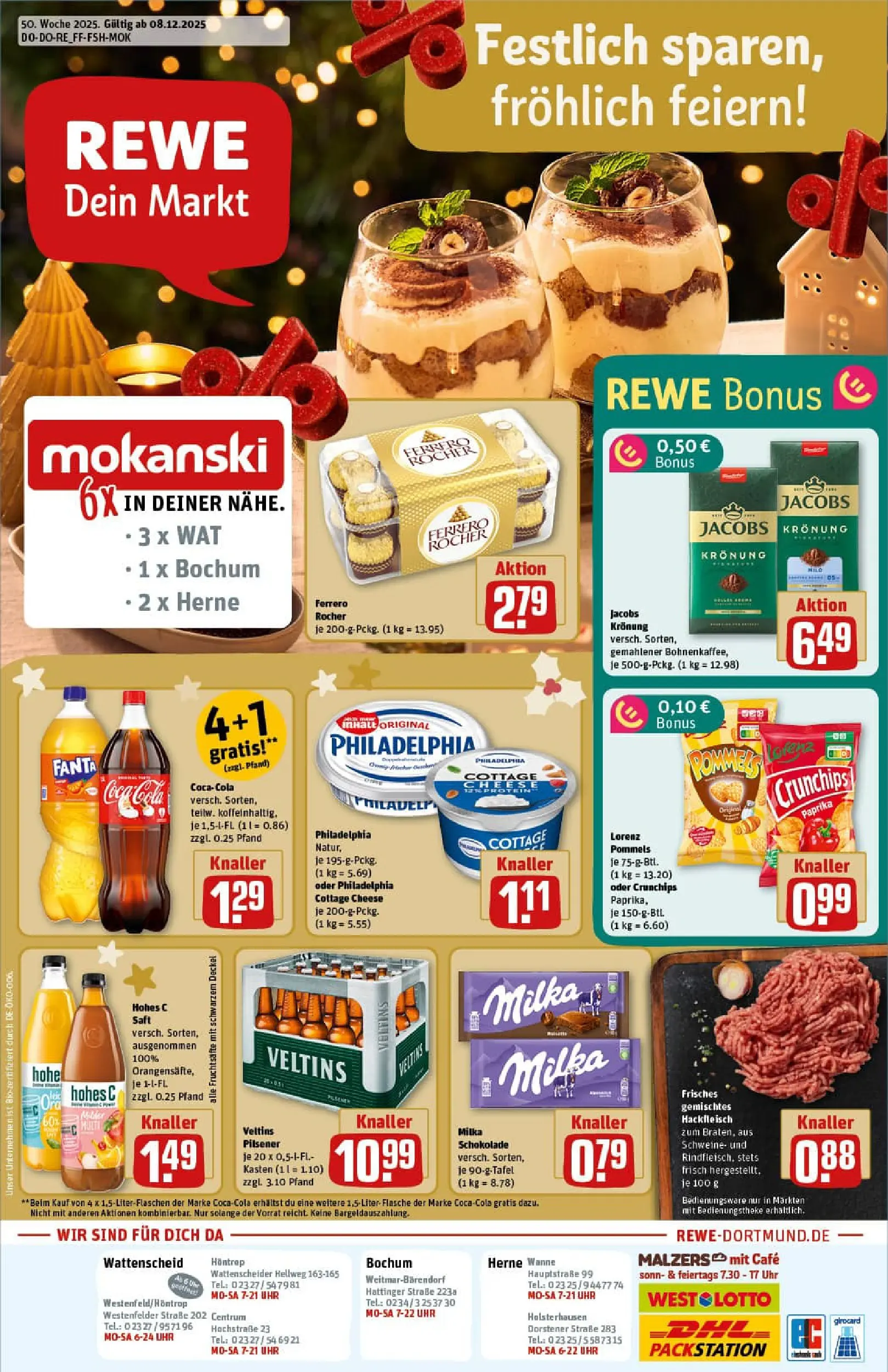 REWE Prospekt ab 07.12.2025 zum Blättern » Angebote | Seite: 1 | Produkte: Philadelphia, Saft, Chips, Uhr