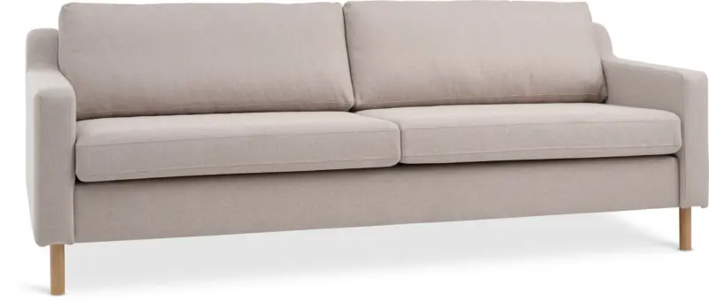 JYSK Диван HELLERUP 3-местен бежов текстил/натурален дъб