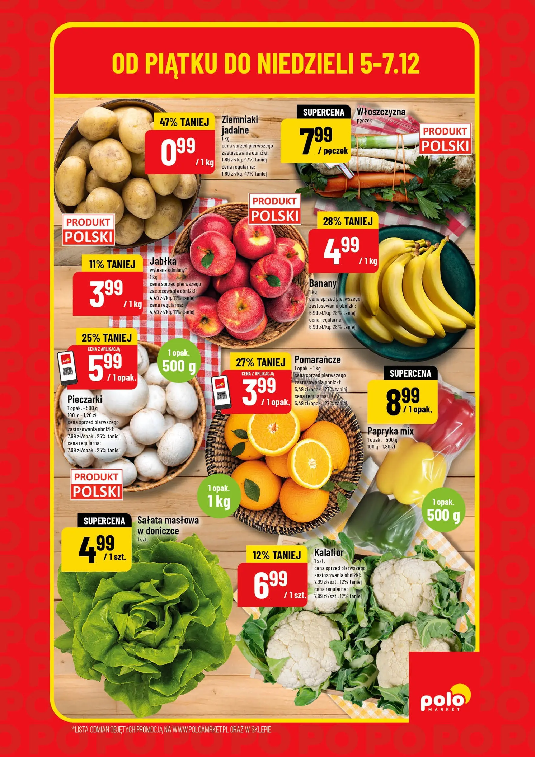 Nowa POLOmarket gazetka od jutra 05.12.2025 (PDF) | Strona: 3 | Produkty: Kalafior, Papryka, Jabłka, Ziemniaki