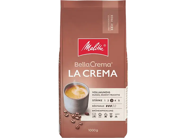 Melitta Bella Crema La Kaffeebohne (1 kg, Kompatibles System: Kaffeevollautomaten)