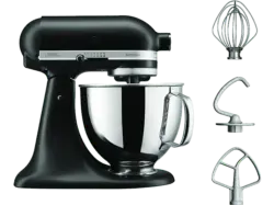 Kitchen Aid 5KSM125EBM Artisan Küchenmaschine mit kippbarem Motorkopf Matte Black (Rührschüsselkapazität: 4,8 l, 300 Watt)