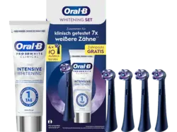 Oral-B iO Radiant White Schwarz 4er Aufsteckbürste ink. Zahnpasta 3D Clinical Kühle Minze; Aufsteckbürste ink. Zahnpasta 3D White Clinical Kühle Minze