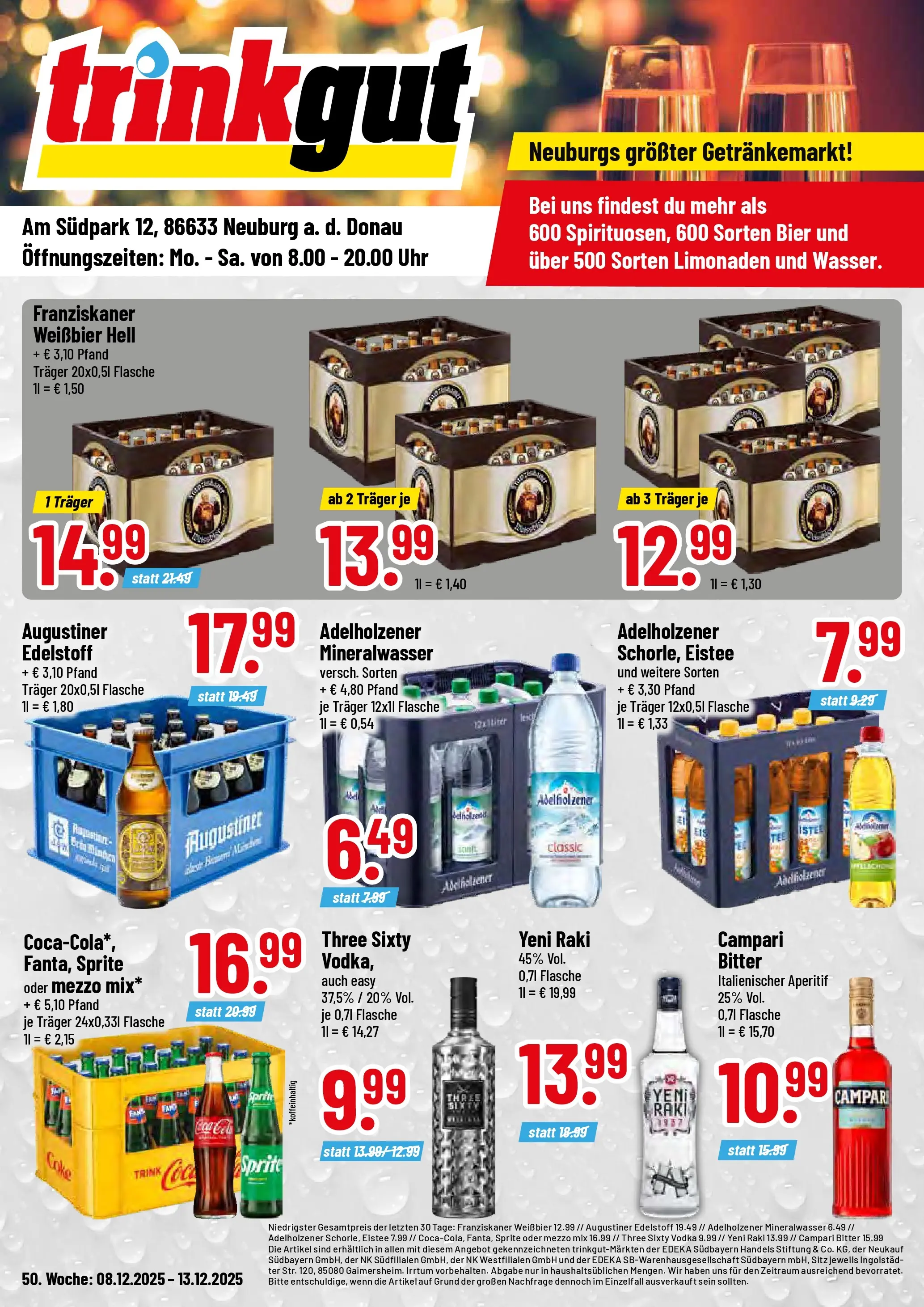 Trinkgut - trinkgut: Wochenangebote (ab 07.12.2025) » Angebote online | Seite: 1 | Produkte: Sprite, Weißbier, Vodka, Uhr
