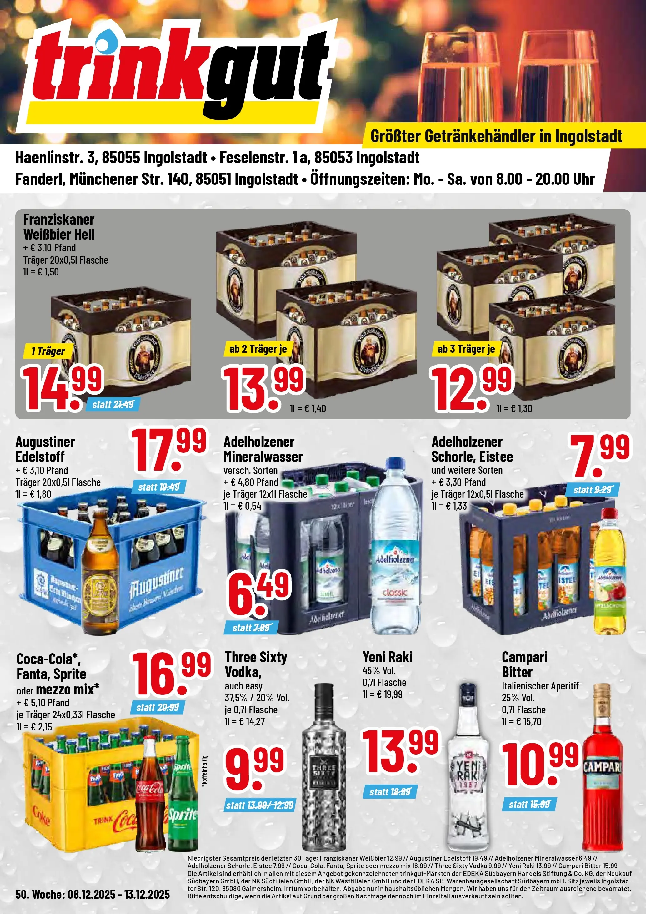 Trinkgut - trinkgut: Wochenangebote (ab 07.12.2025) » Angebote online | Seite: 1 | Produkte: Franziskaner, Sprite, Adelholzener, Uhr